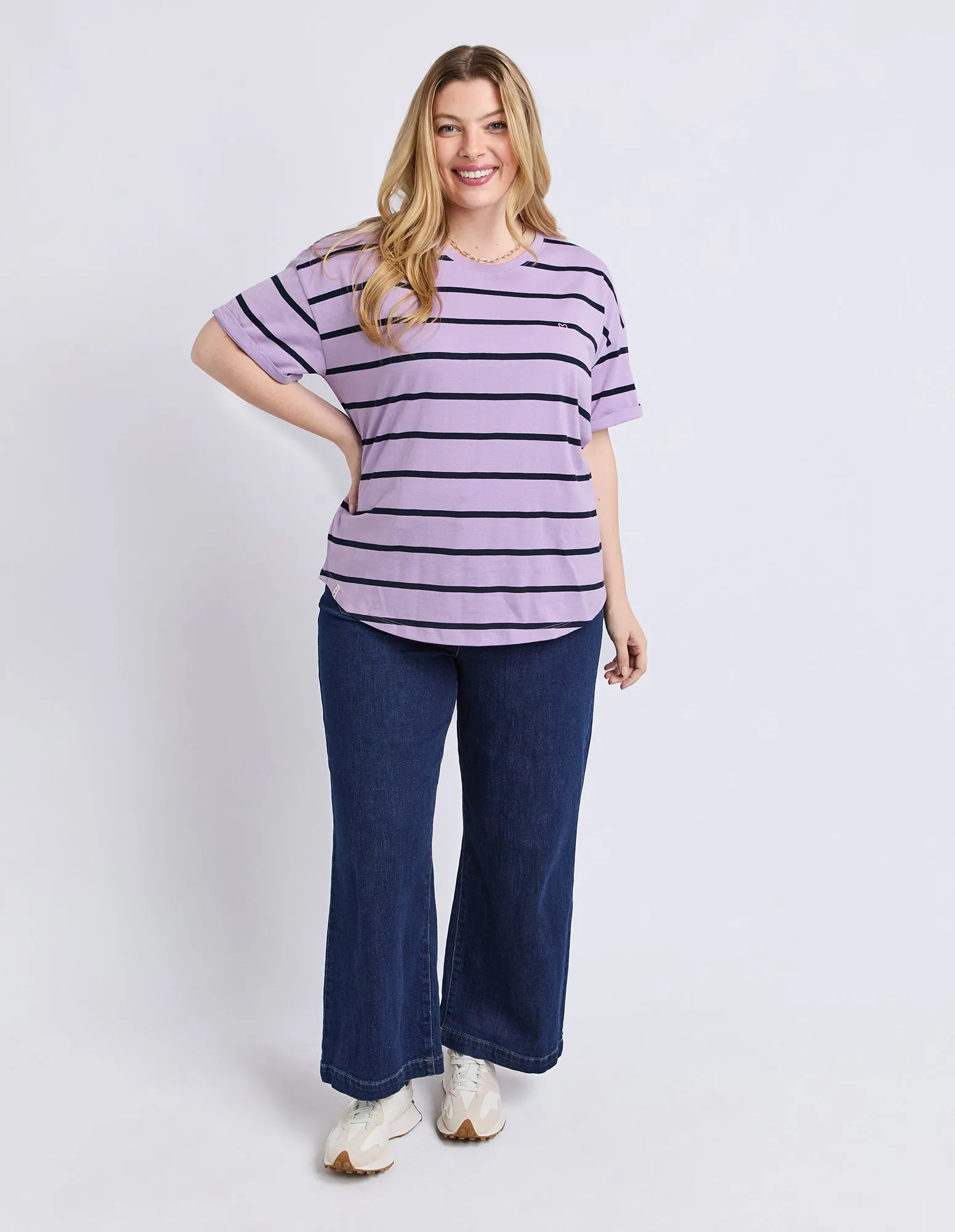 Halli Short Sleeve Tee Lilac/Navy Stripe sold by Elm Lifestyle product image thumbnail 3