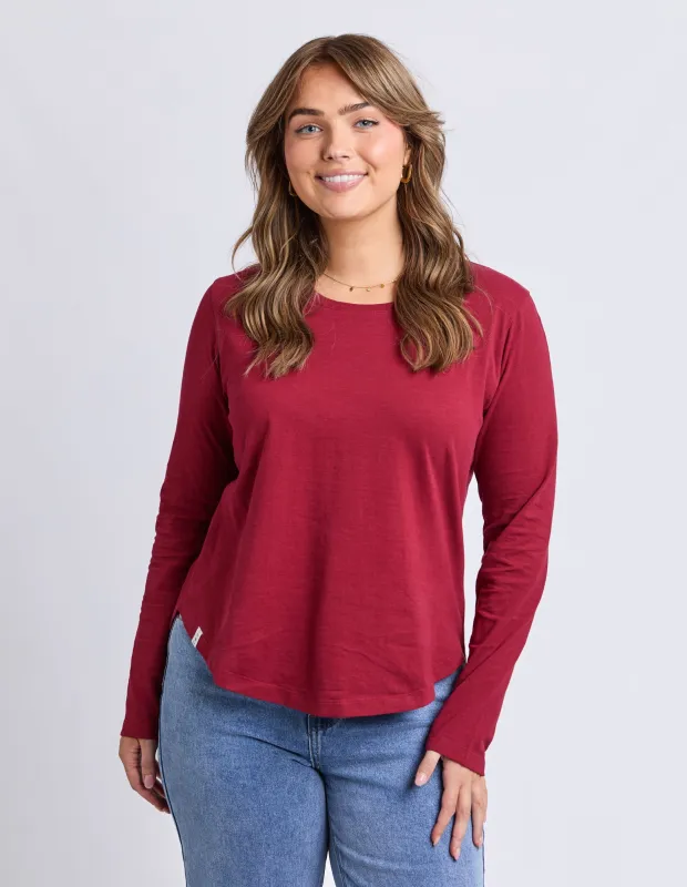 Everyday Long Sleeve Tee Maroon made by Elm Lifestyle