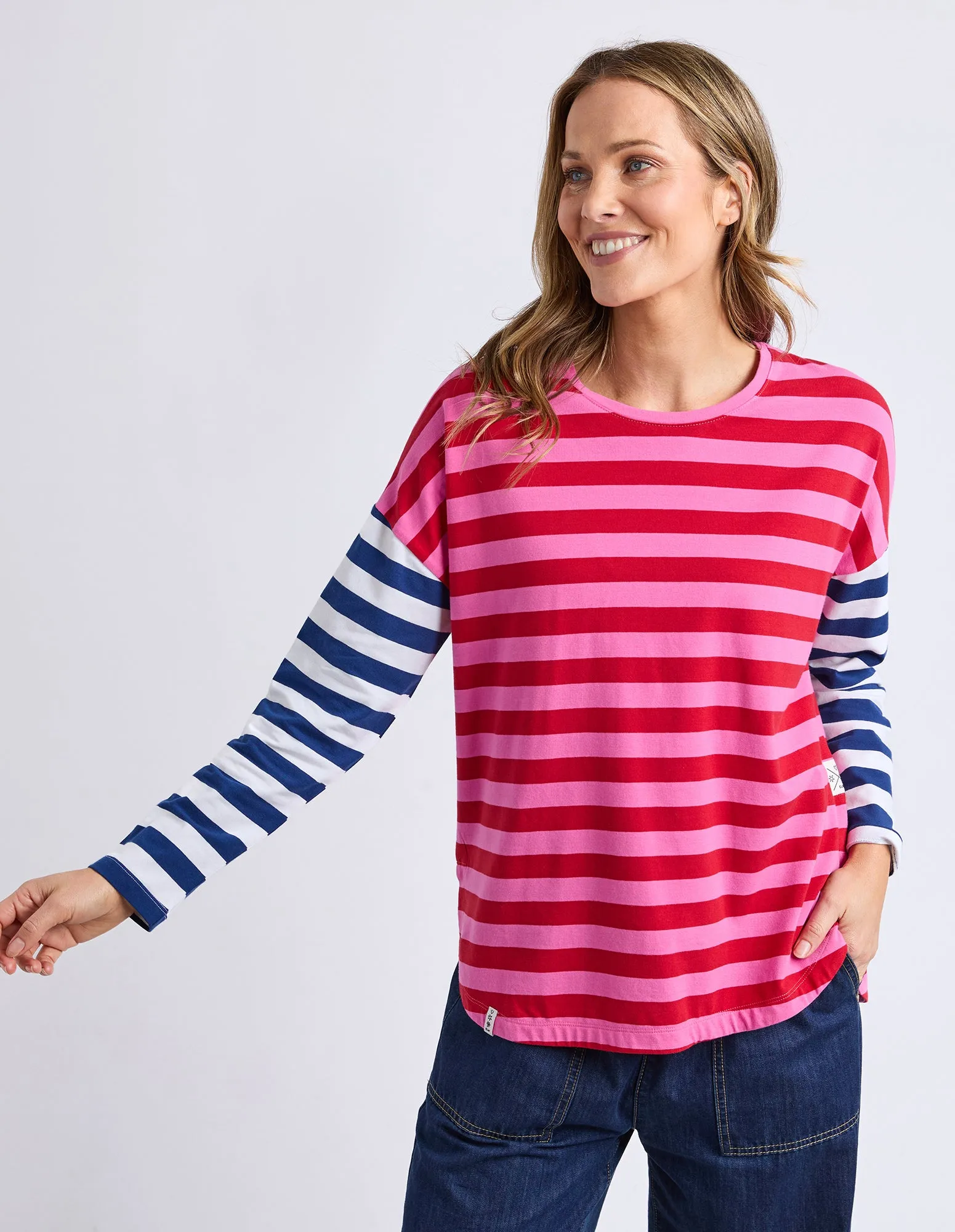 Rouge Stripe Long Sleeve Tee Red & Pink Stripe sold by Elm Lifestyle