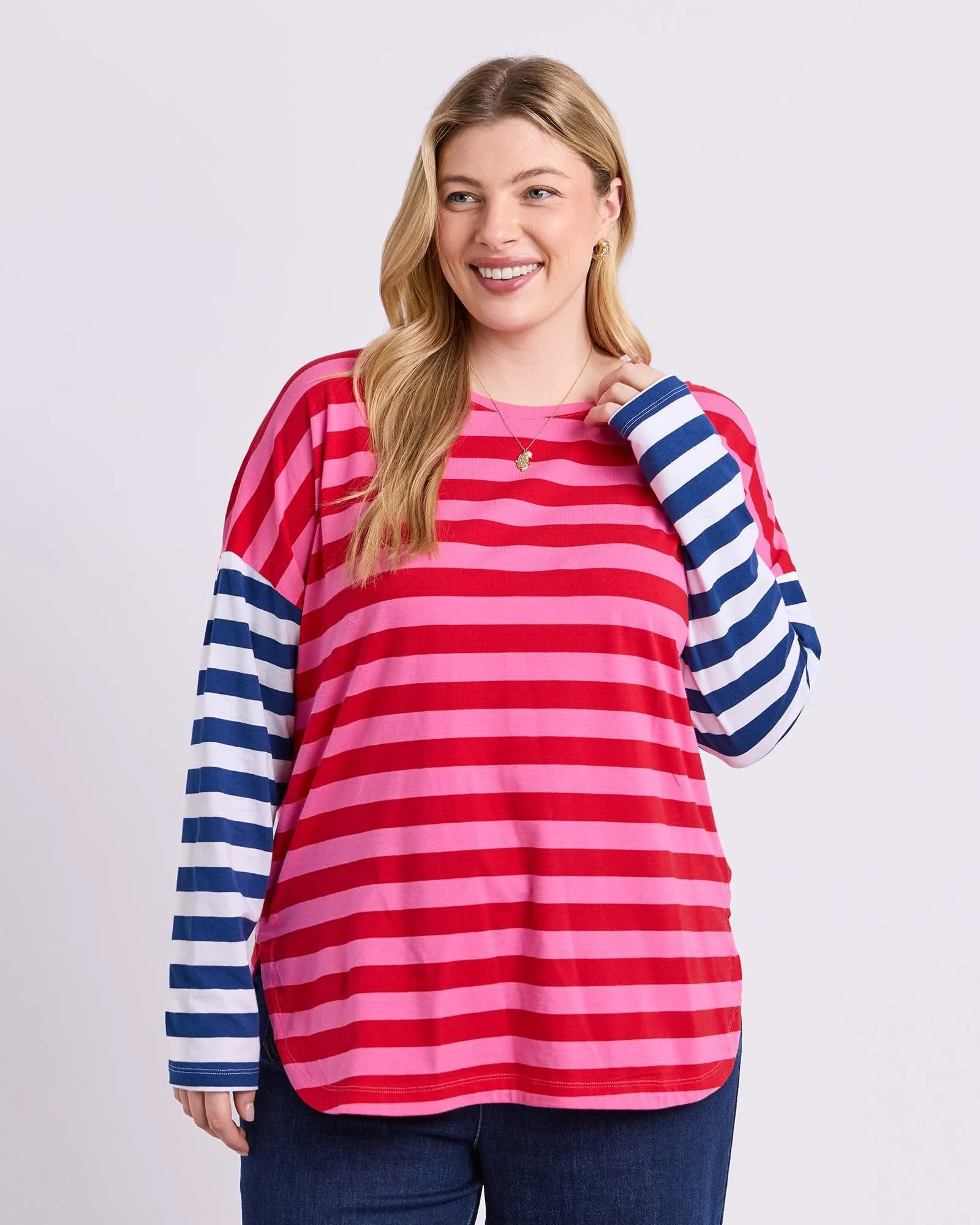 Rouge Stripe Long Sleeve Tee Red & Pink Stripe sold by Elm Lifestyle product image thumbnail 2