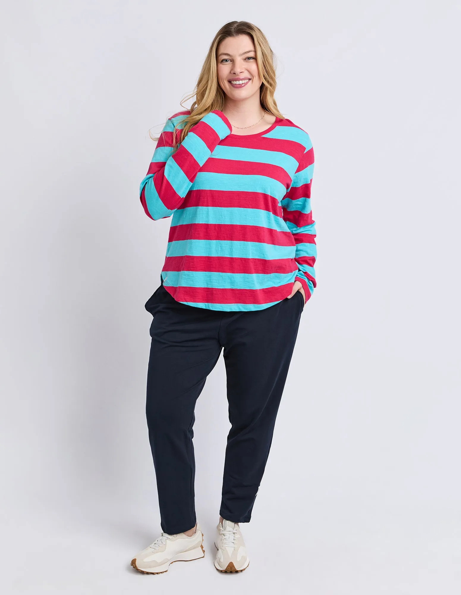 Spritz Stripe Long Sleeve Tee Sea/Dark Pink sold by Elm Lifestyle product image thumbnail 5