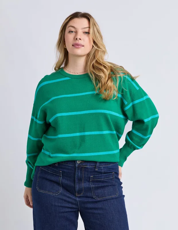 Charli Stripe Knit Virdis Green made by Elm Lifestyle