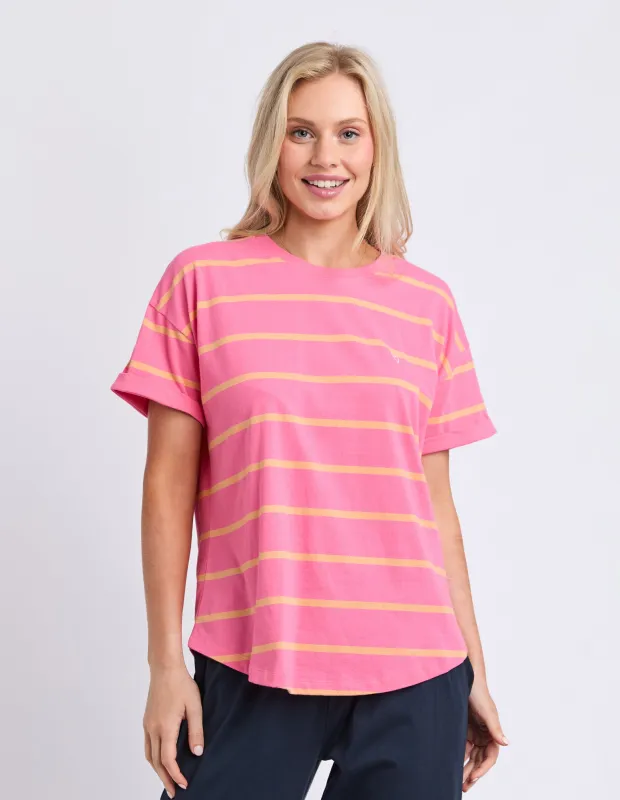 Halli Short Sleeve Tee - Stripe Pink Lemonade/Peach made by Elm Lifestyle
