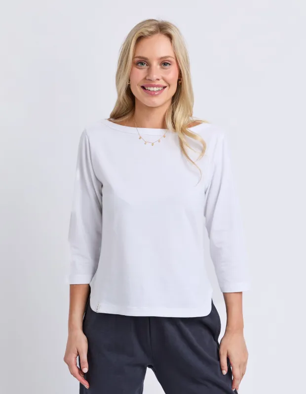 Eliza Boat Neck Tee White made by Elm Lifestyle