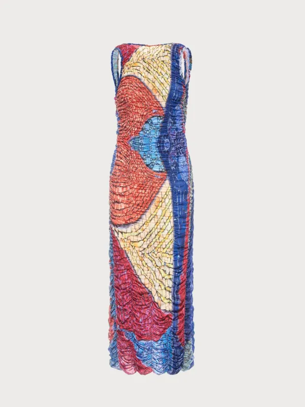 Draped Mosaic Mesh Sleeveless Midi Dress sold by KSENIASCHNAIDER