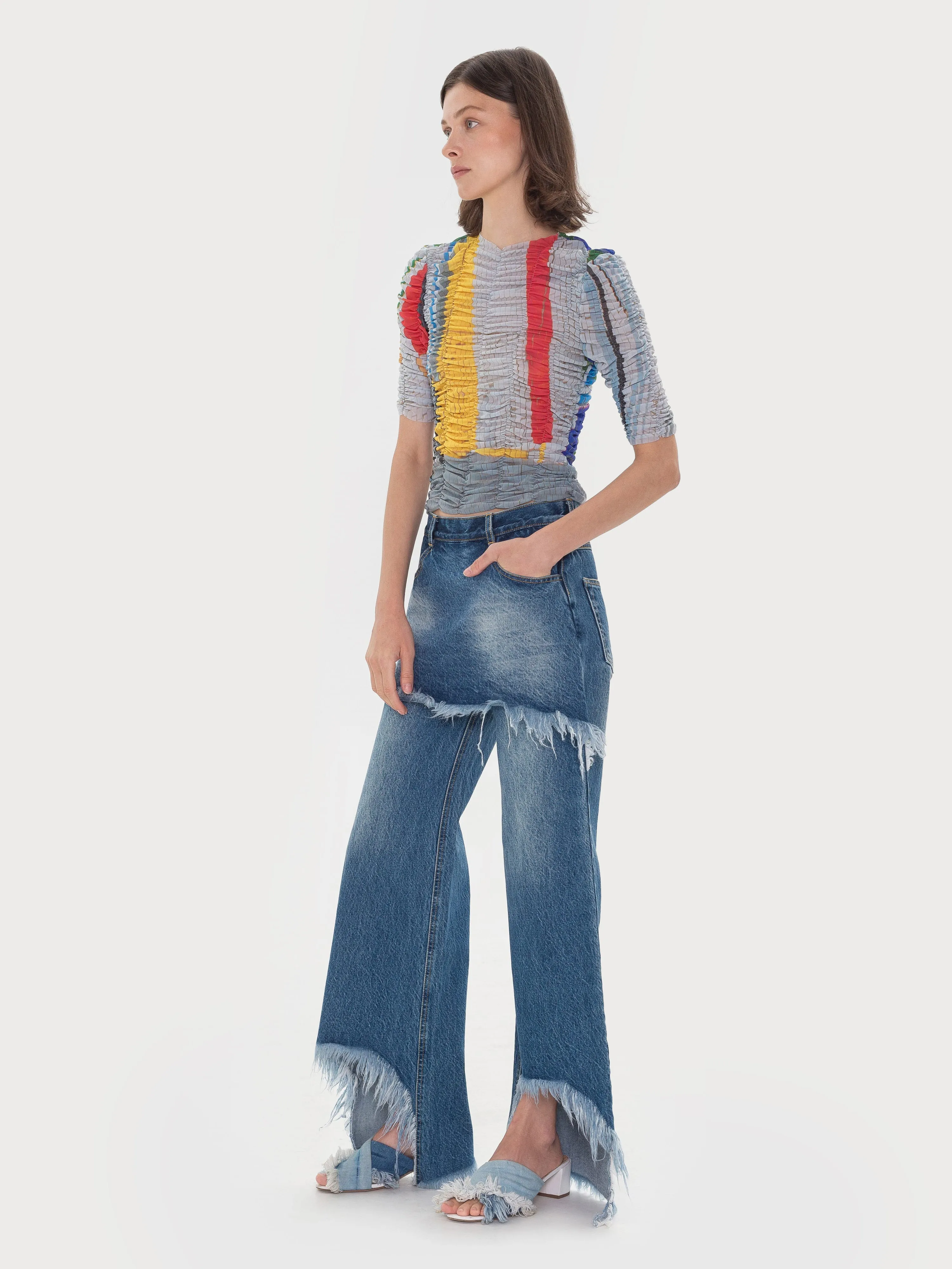 Draped Mosaic Mesh Crop Top sold by KSENIASCHNAIDER product image thumbnail 2