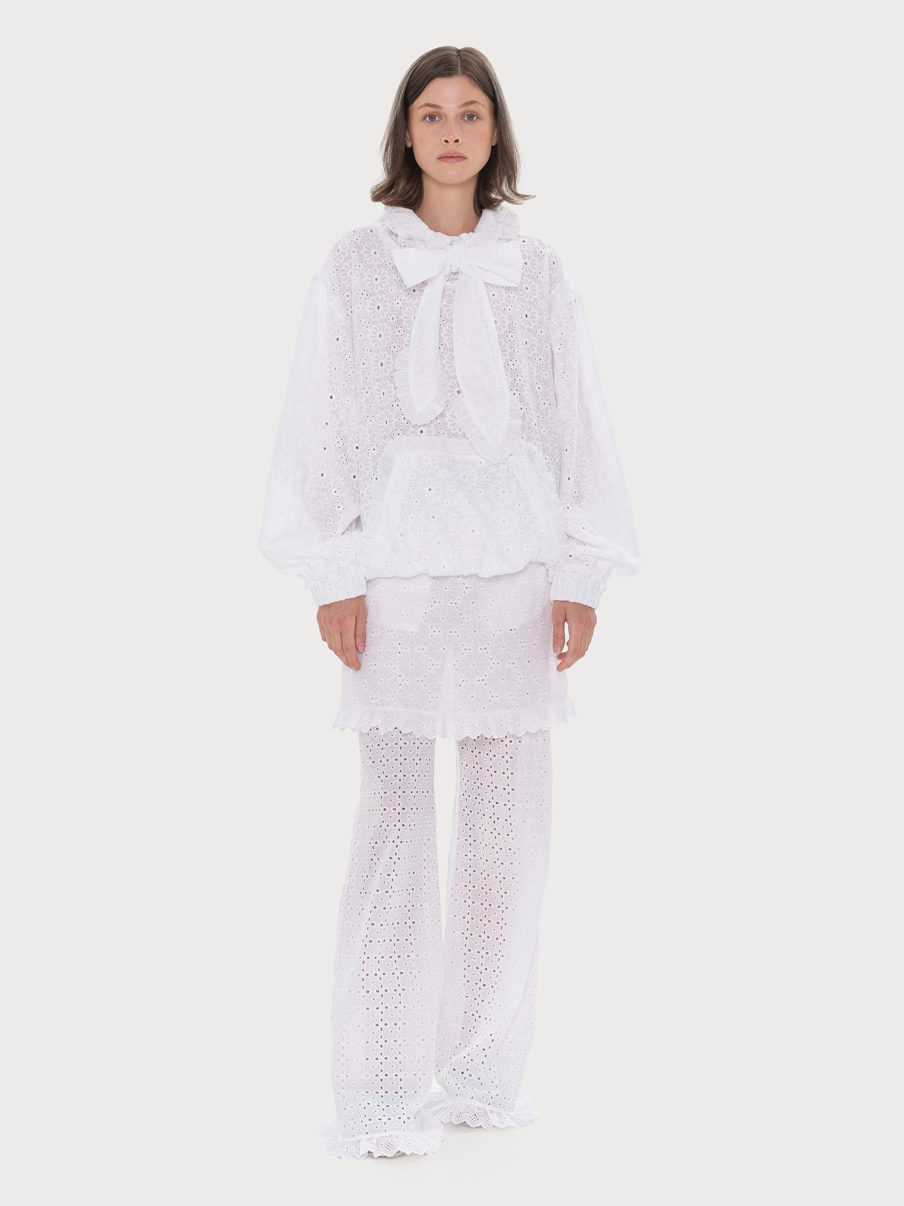 Broderie Anglaise Hoodie with Bow Detail sold by KSENIASCHNAIDER