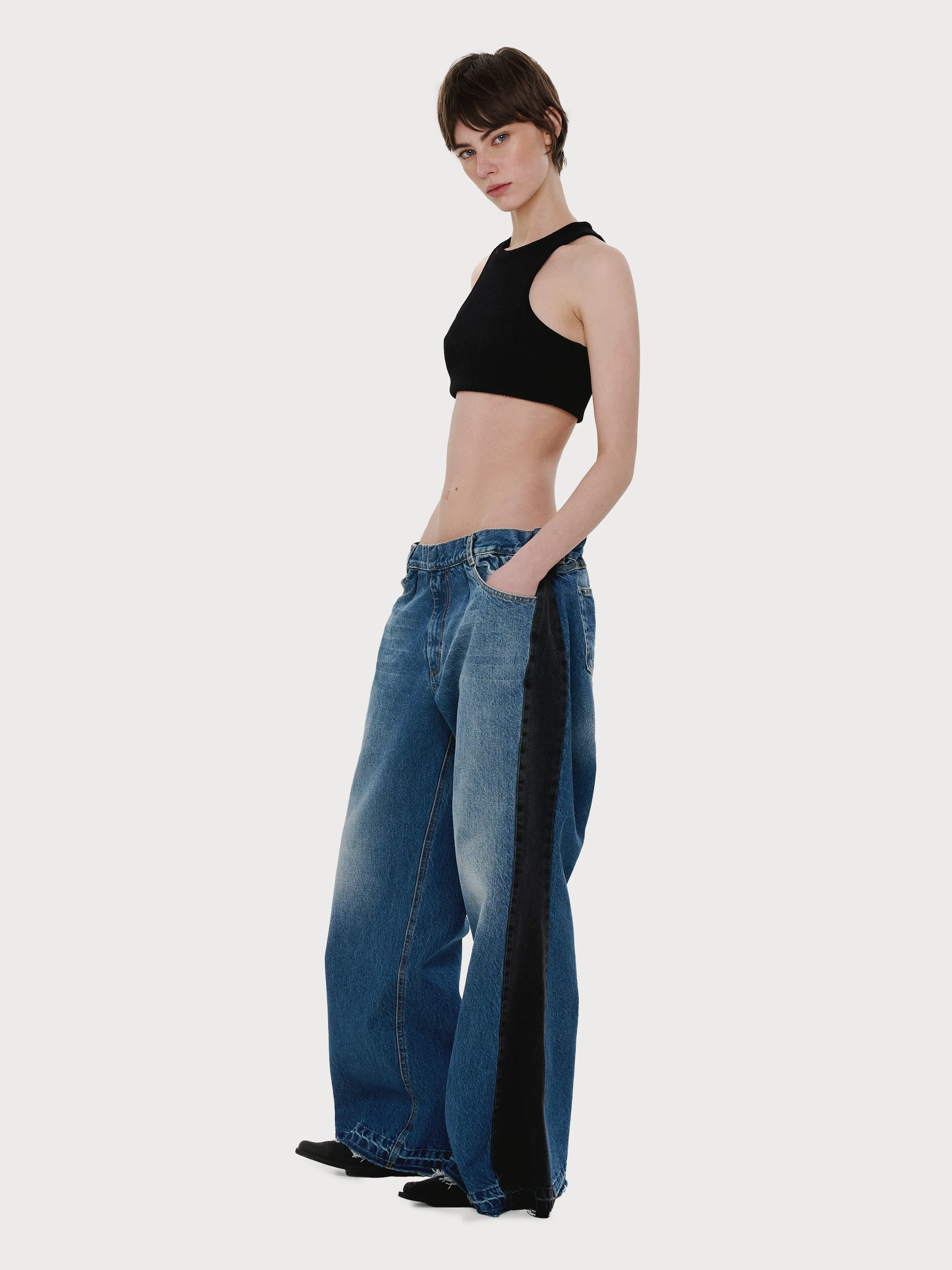 Baggy Jeans with Contrast Side Lines sold by KSENIASCHNAIDER product image thumbnail 2