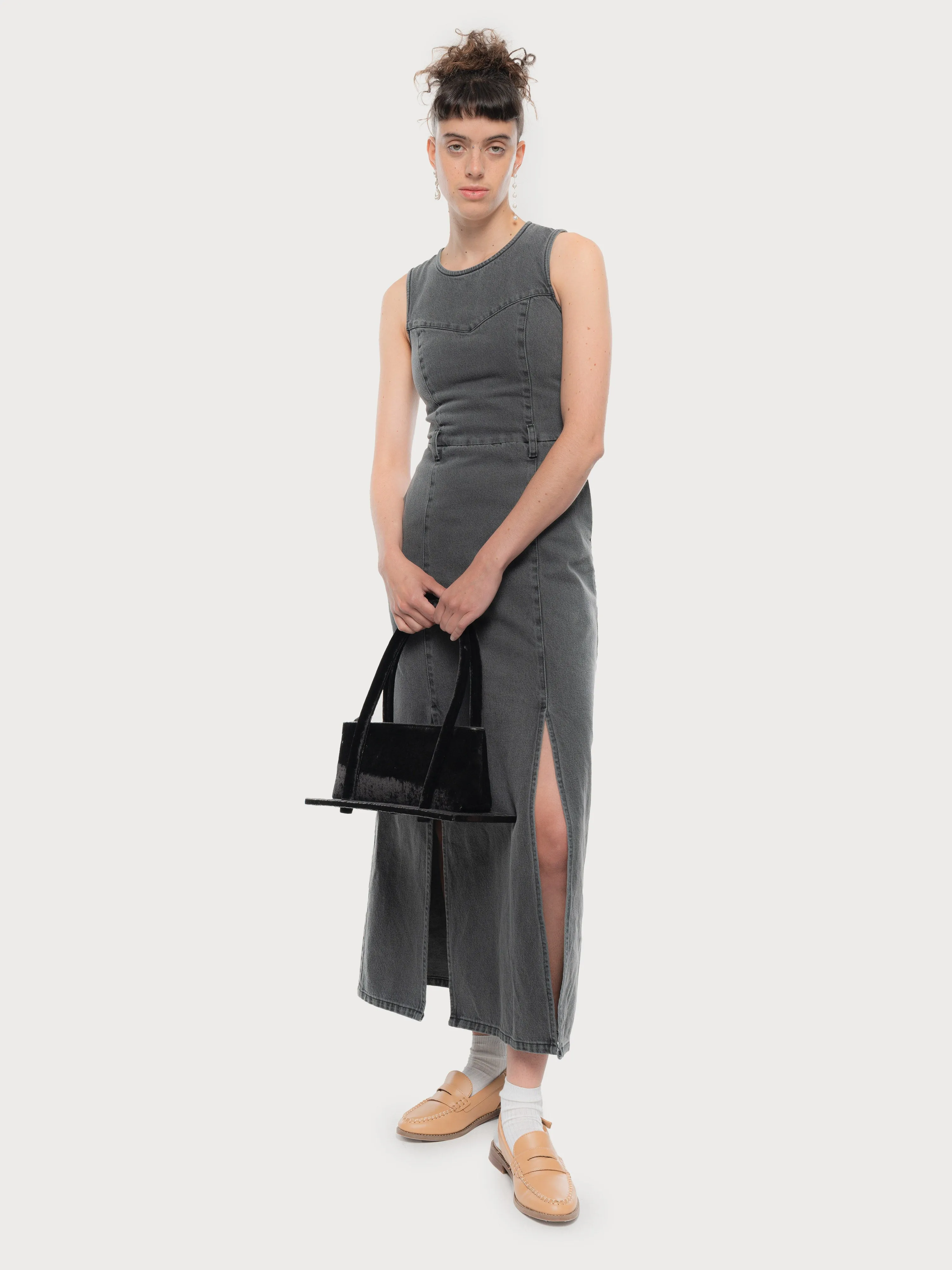 Denim Maxi Dress with Front Splits sold by KSENIASCHNAIDER