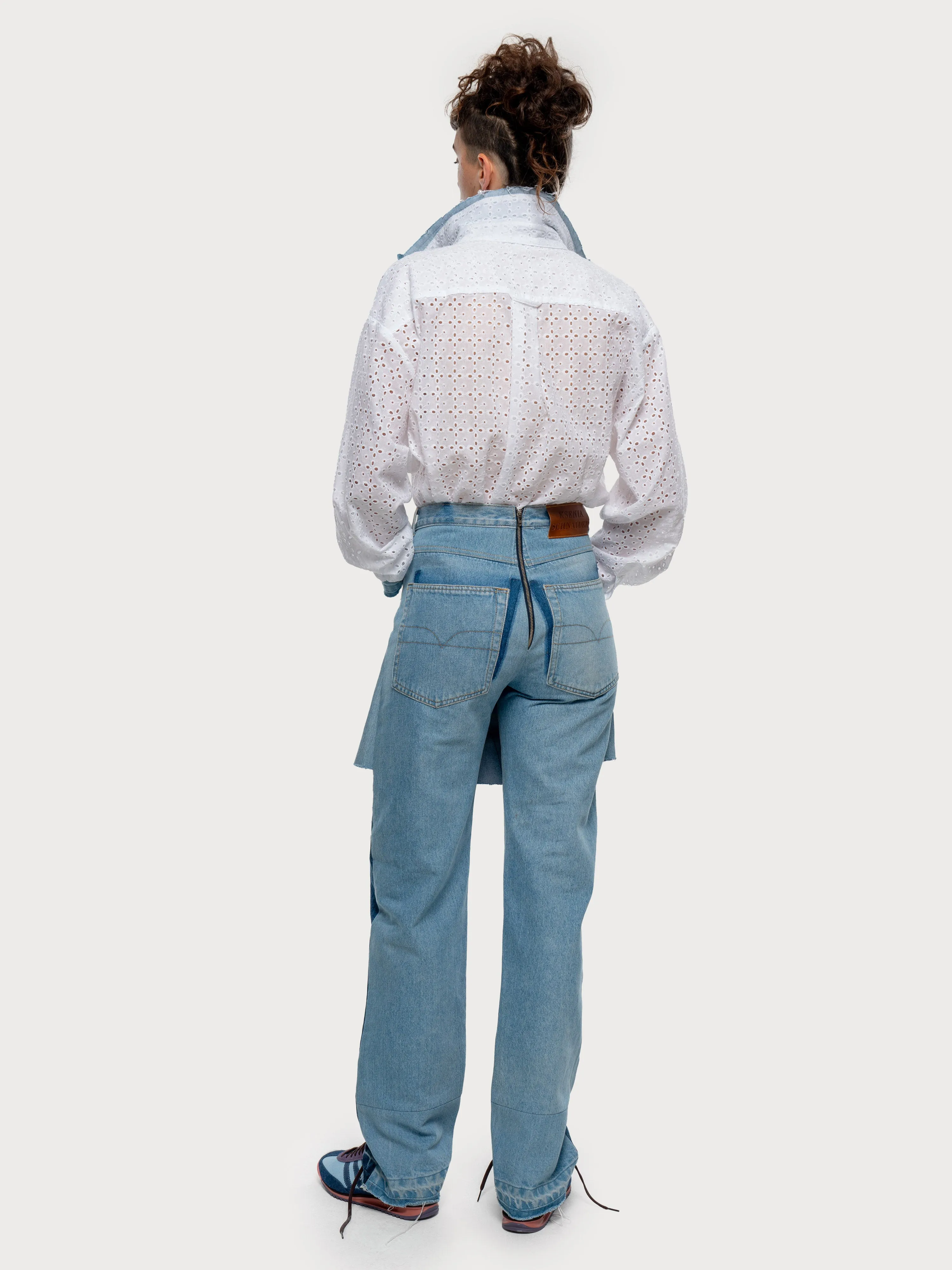 Broderie Anglaise Shirt with Denim Detail sold by KSENIASCHNAIDER product image thumbnail 2