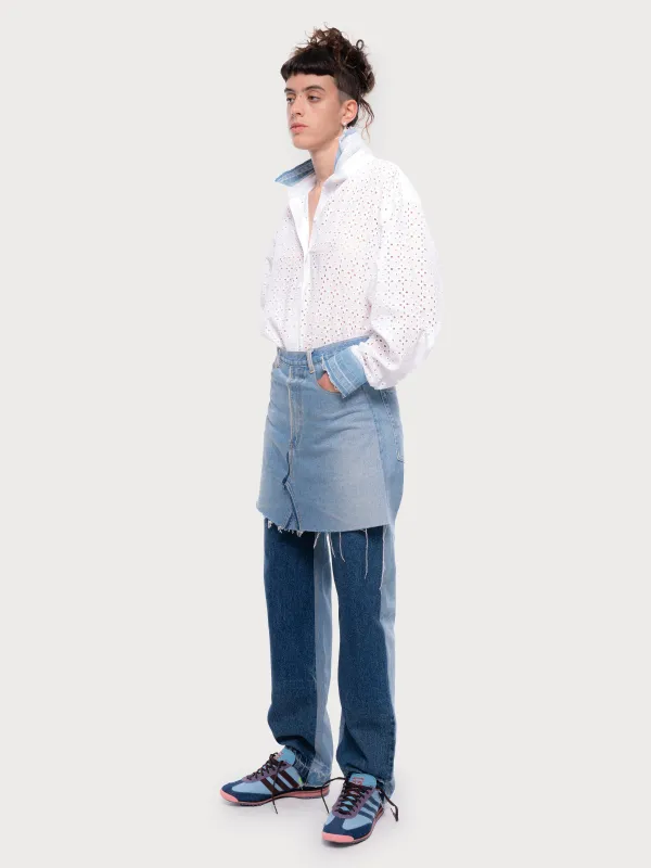 Broderie Anglaise Shirt with Denim Detail sold by KSENIASCHNAIDER