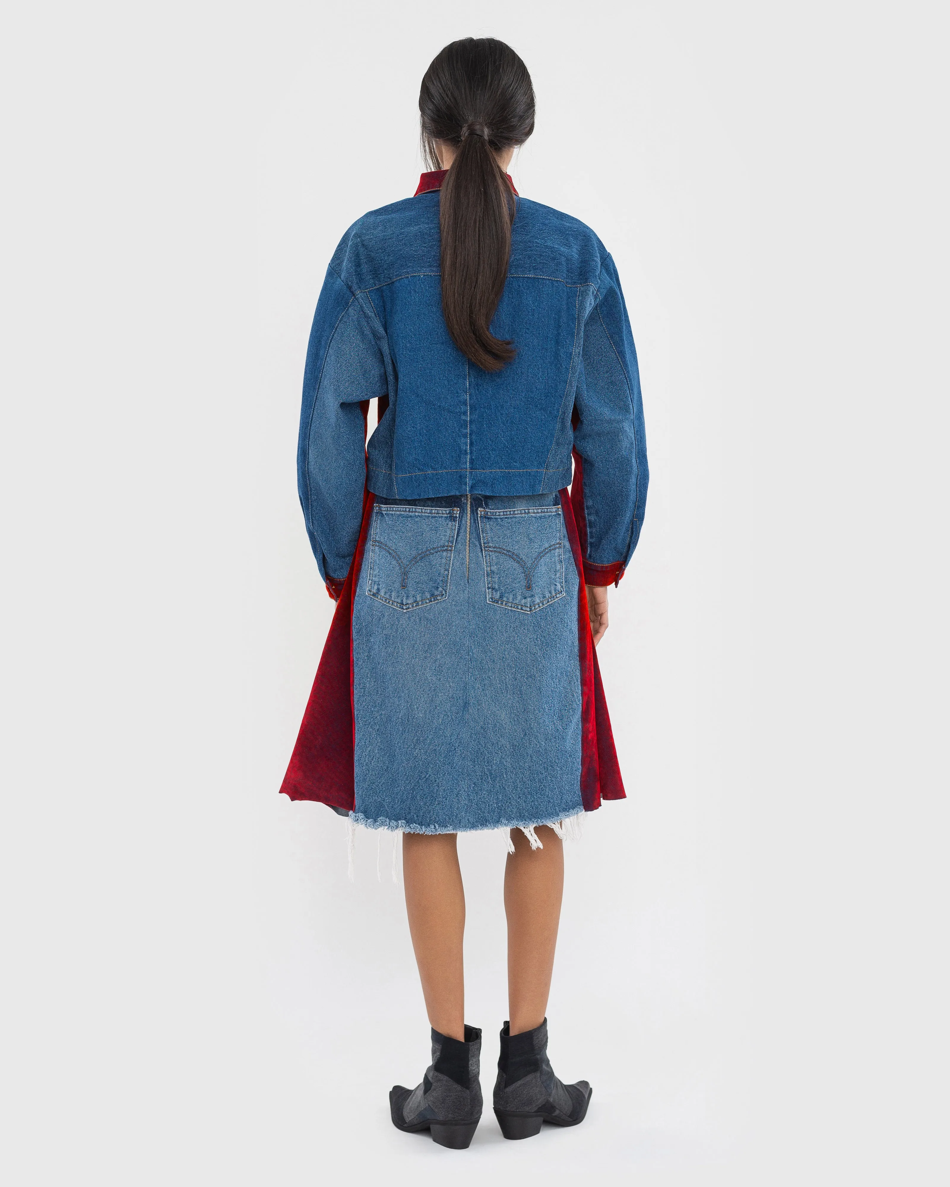 Denim Jacket Covered in Red Velours sold by KSENIASCHNAIDER product image thumbnail 3