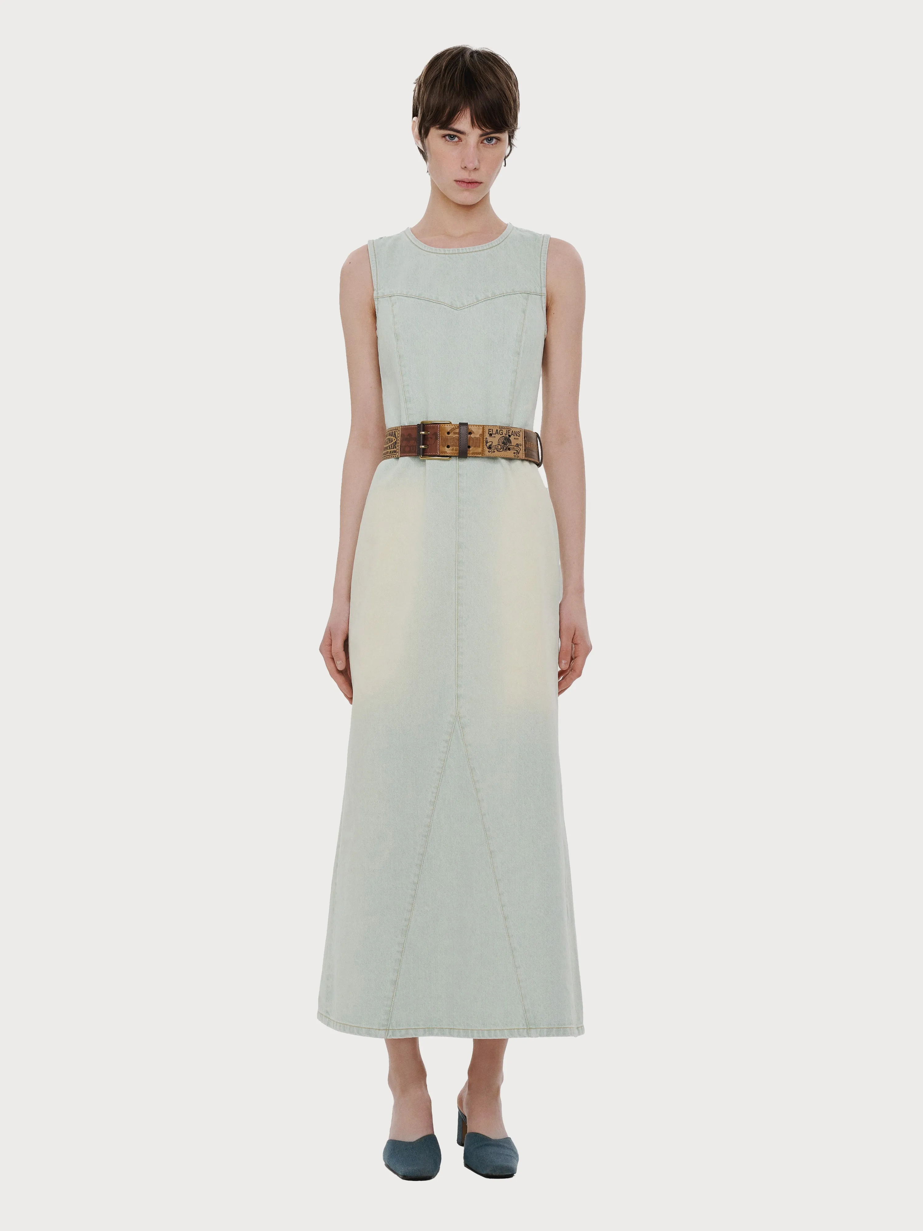 Long Denim Dress with Vintage Effect sold by KSENIASCHNAIDER