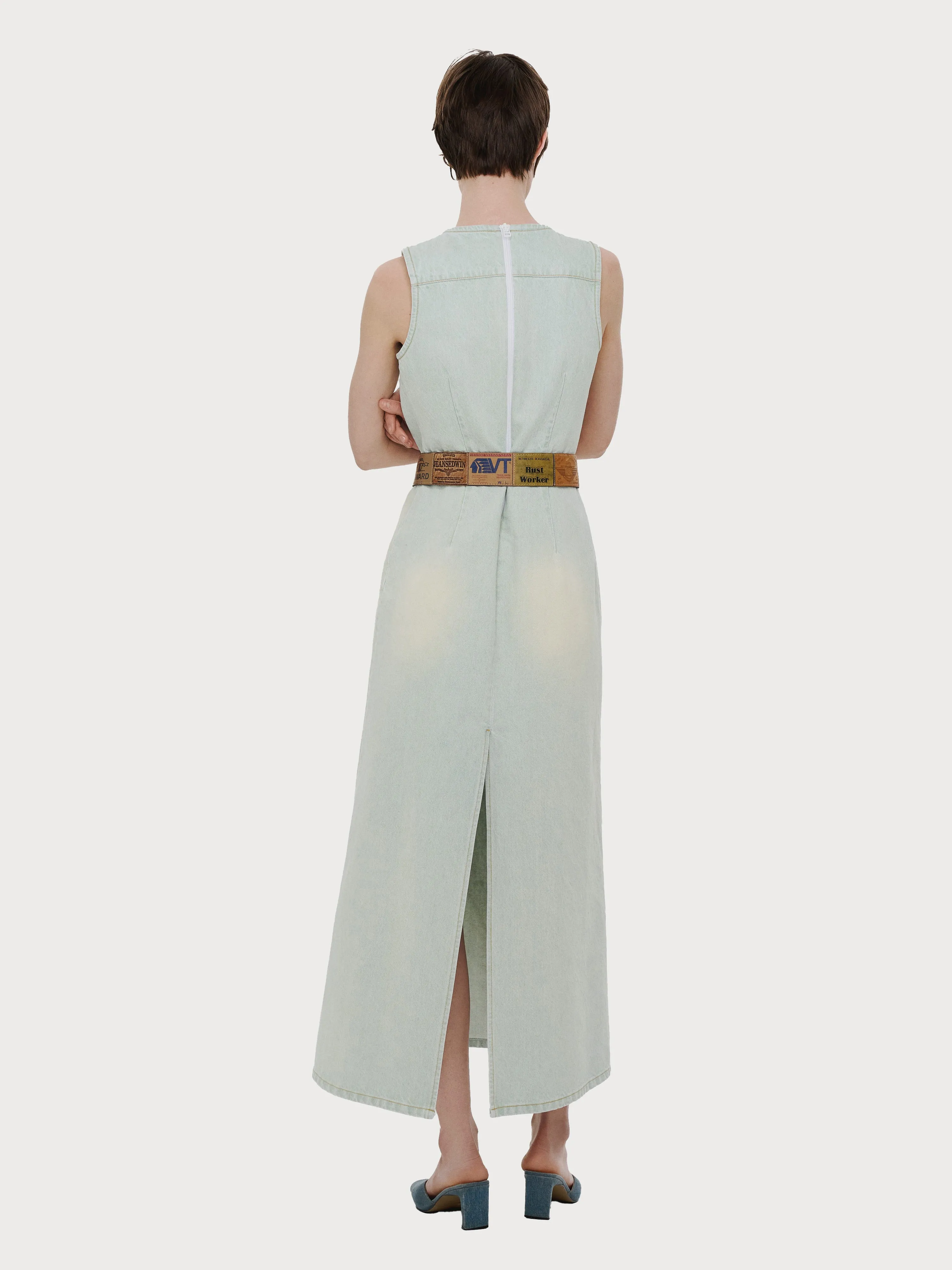 Long Denim Dress with Vintage Effect sold by KSENIASCHNAIDER product image thumbnail 3