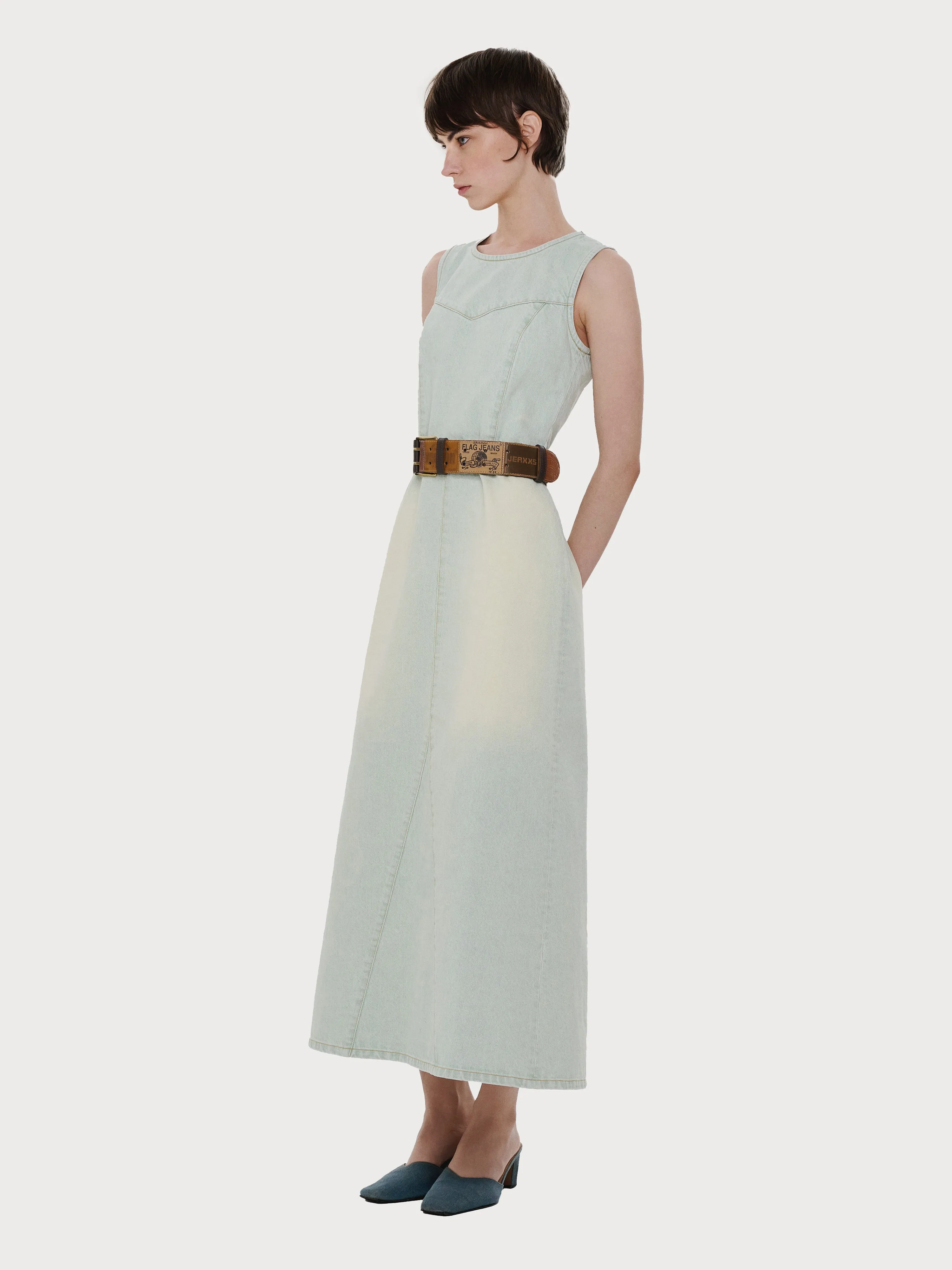 Long Denim Dress with Vintage Effect sold by KSENIASCHNAIDER product image thumbnail 2