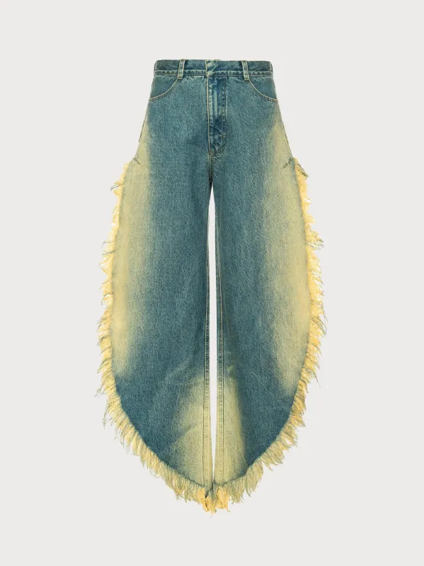 Wide Jeans with Side Splits with Rust Wash sold by KSENIASCHNAIDER