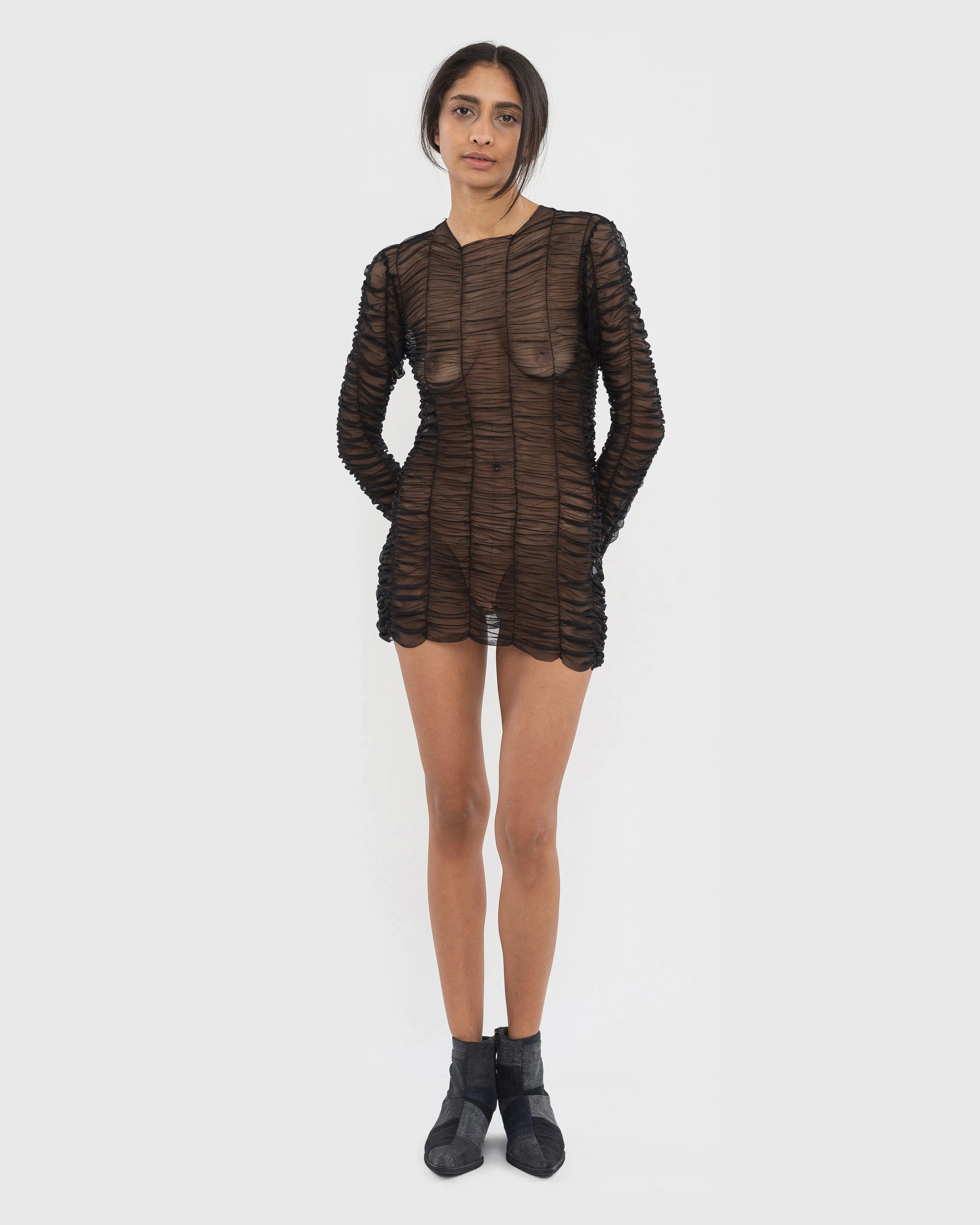 Mesh Drape Longsleeve-Dress sold by KSENIASCHNAIDER product image thumbnail 2