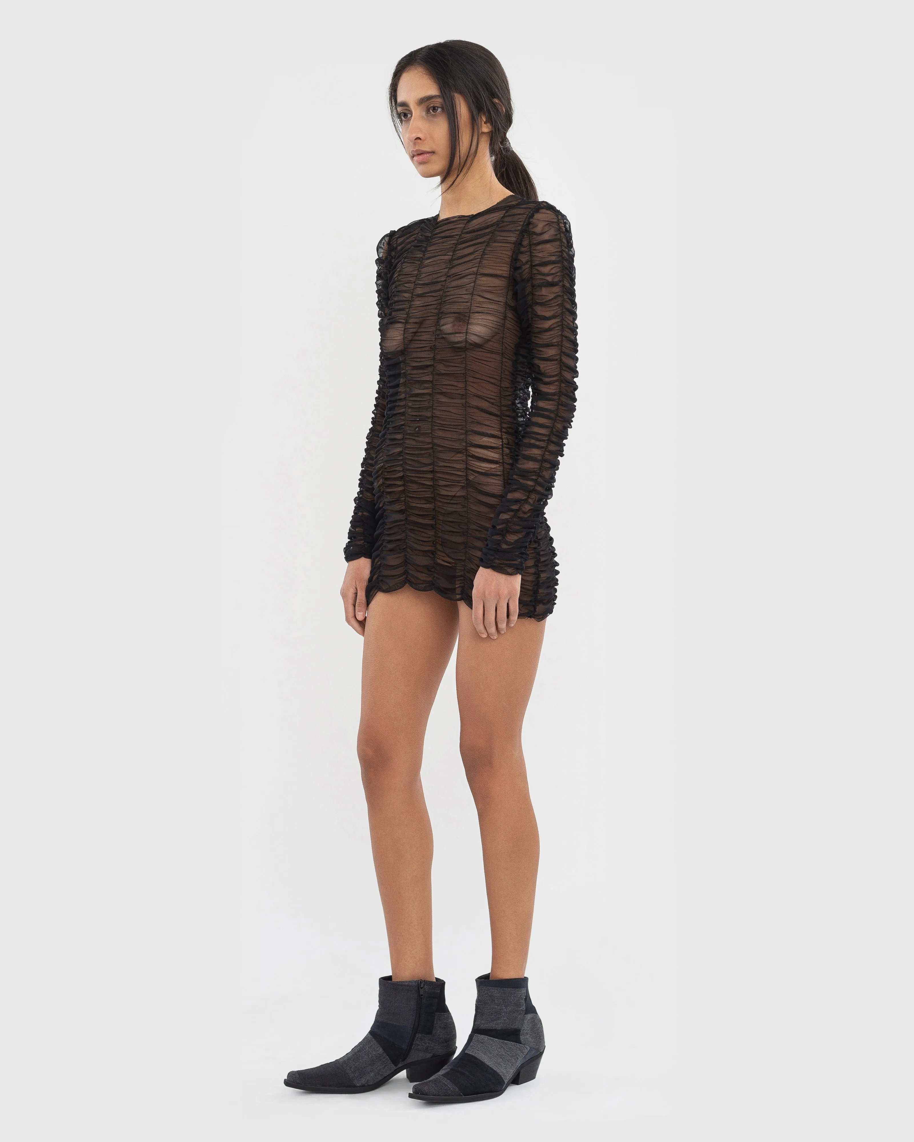 Mesh Drape Longsleeve-Dress sold by KSENIASCHNAIDER product image thumbnail 3