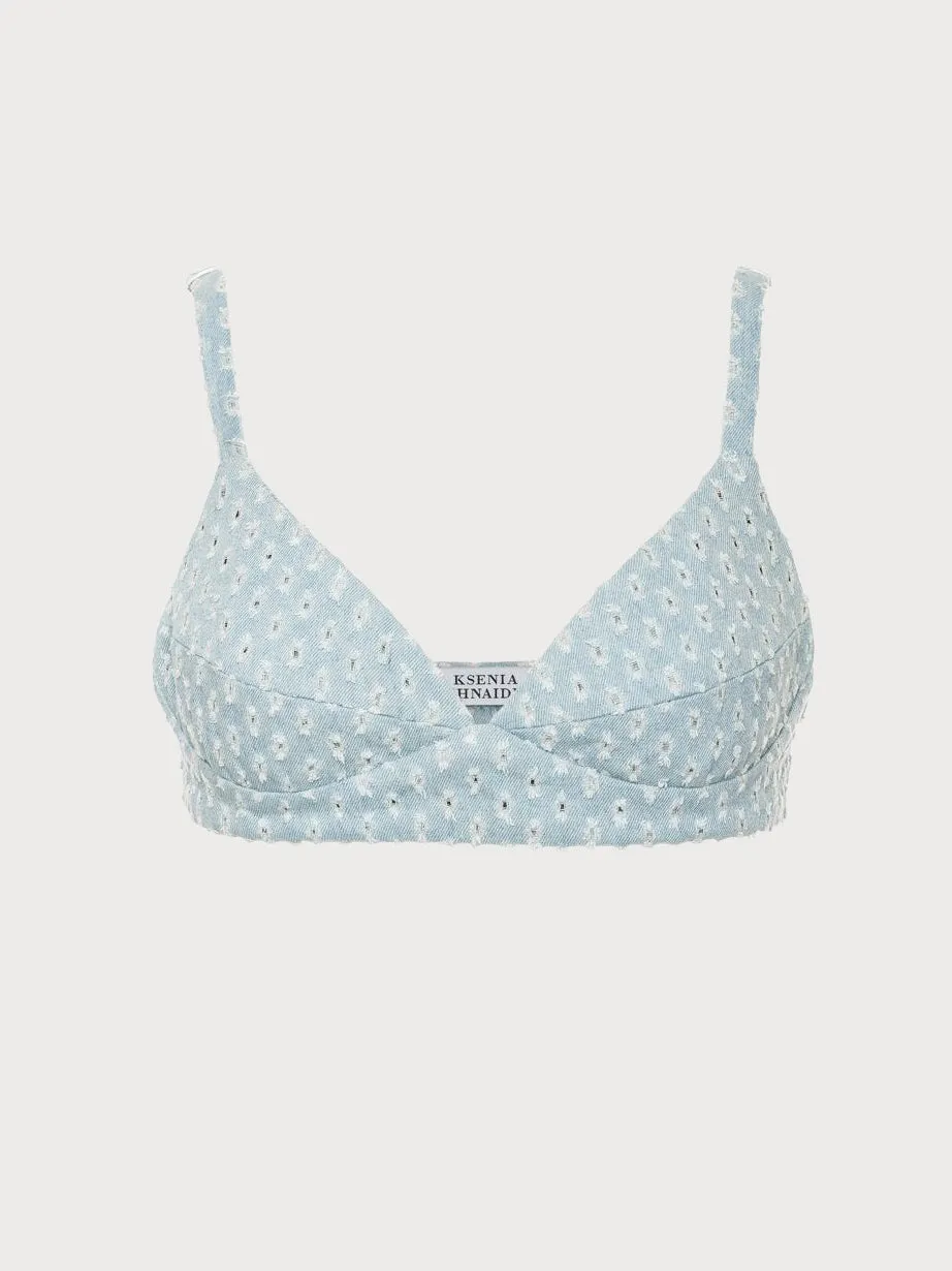 Perforated Denim Bra sold by KSENIASCHNAIDER
