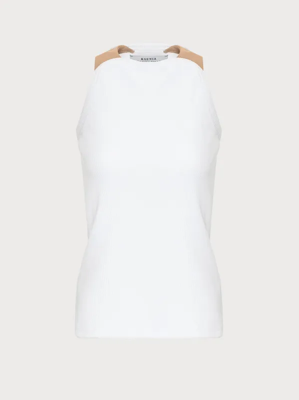 White Top with Beige Trims sold by KSENIASCHNAIDER