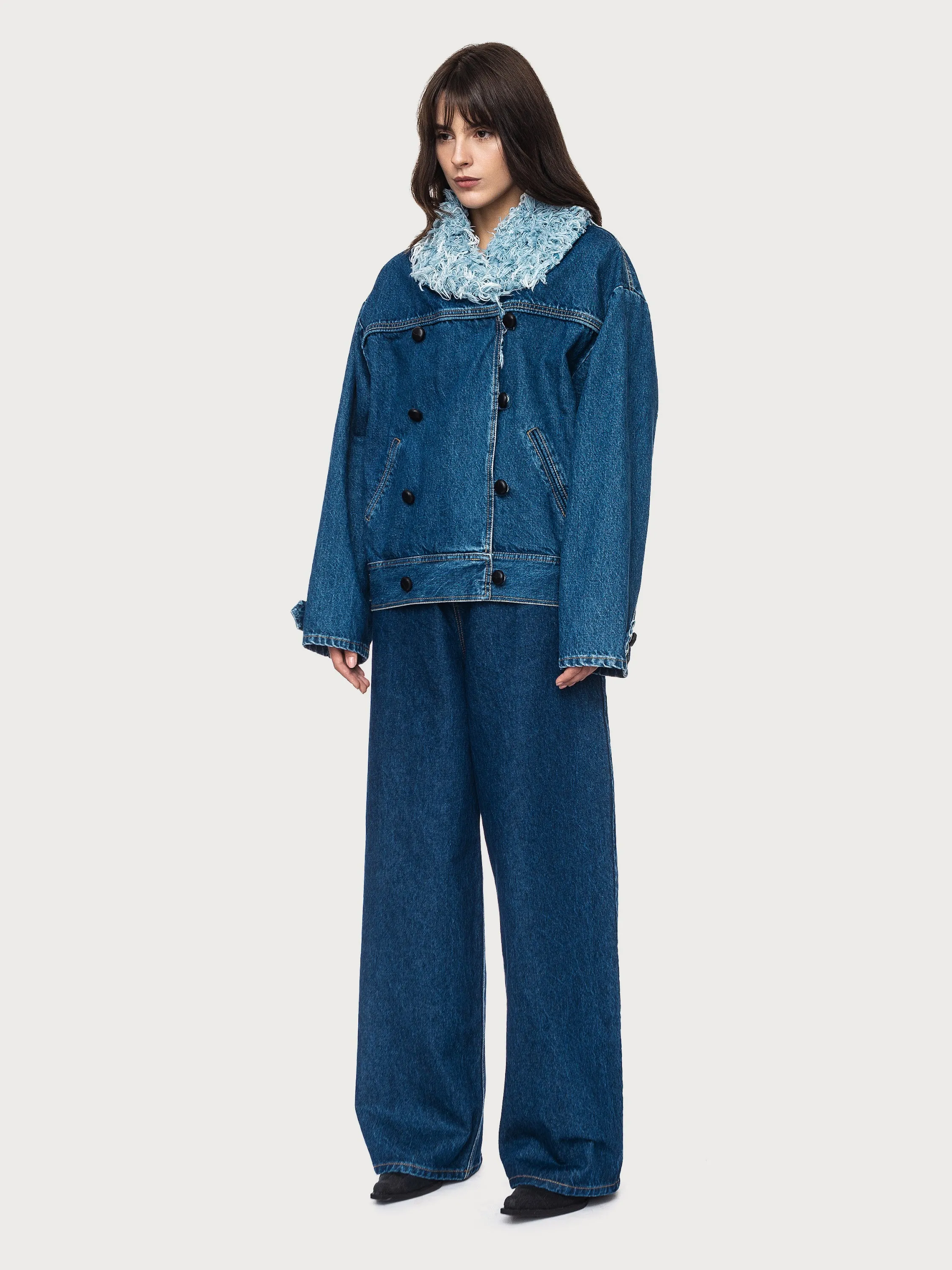 Denim Jacket with Denim Fur Collar sold by KSENIASCHNAIDER product image thumbnail 2