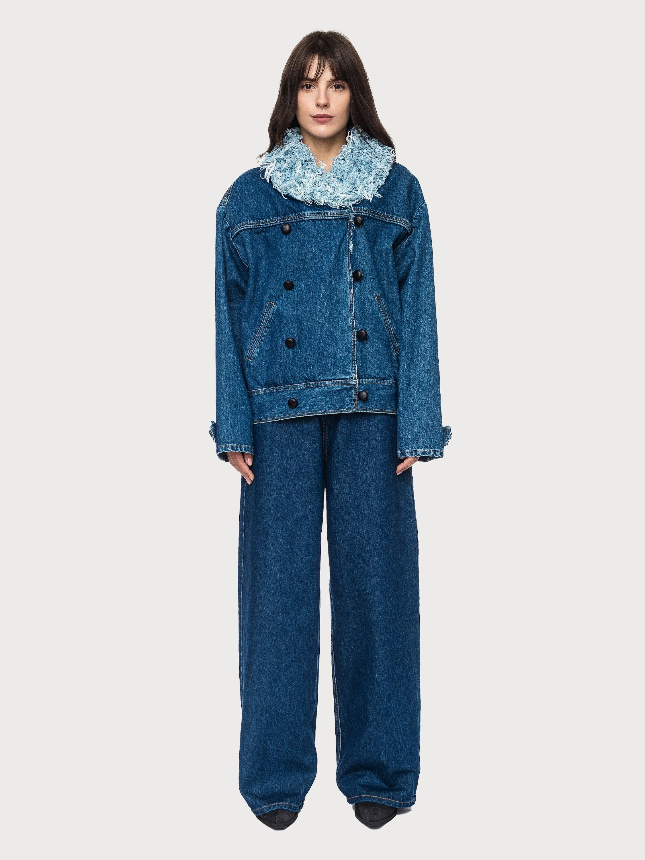 Denim Jacket with Denim Fur Collar sold by KSENIASCHNAIDER