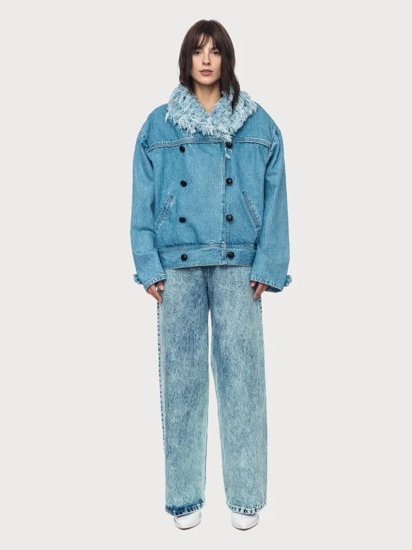 Denim Jacket with Denim Fur Collar sold by KSENIASCHNAIDER