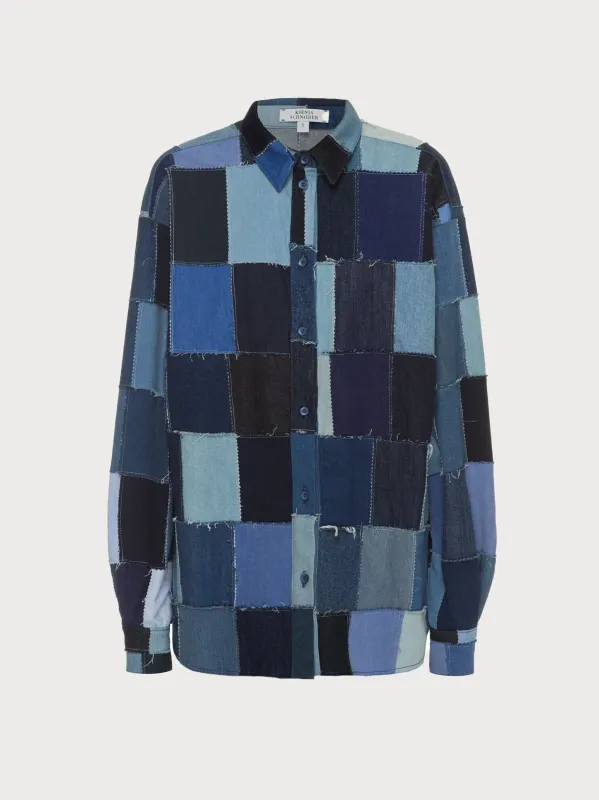 Patchwork Blue Shirt sold by KSENIASCHNAIDER