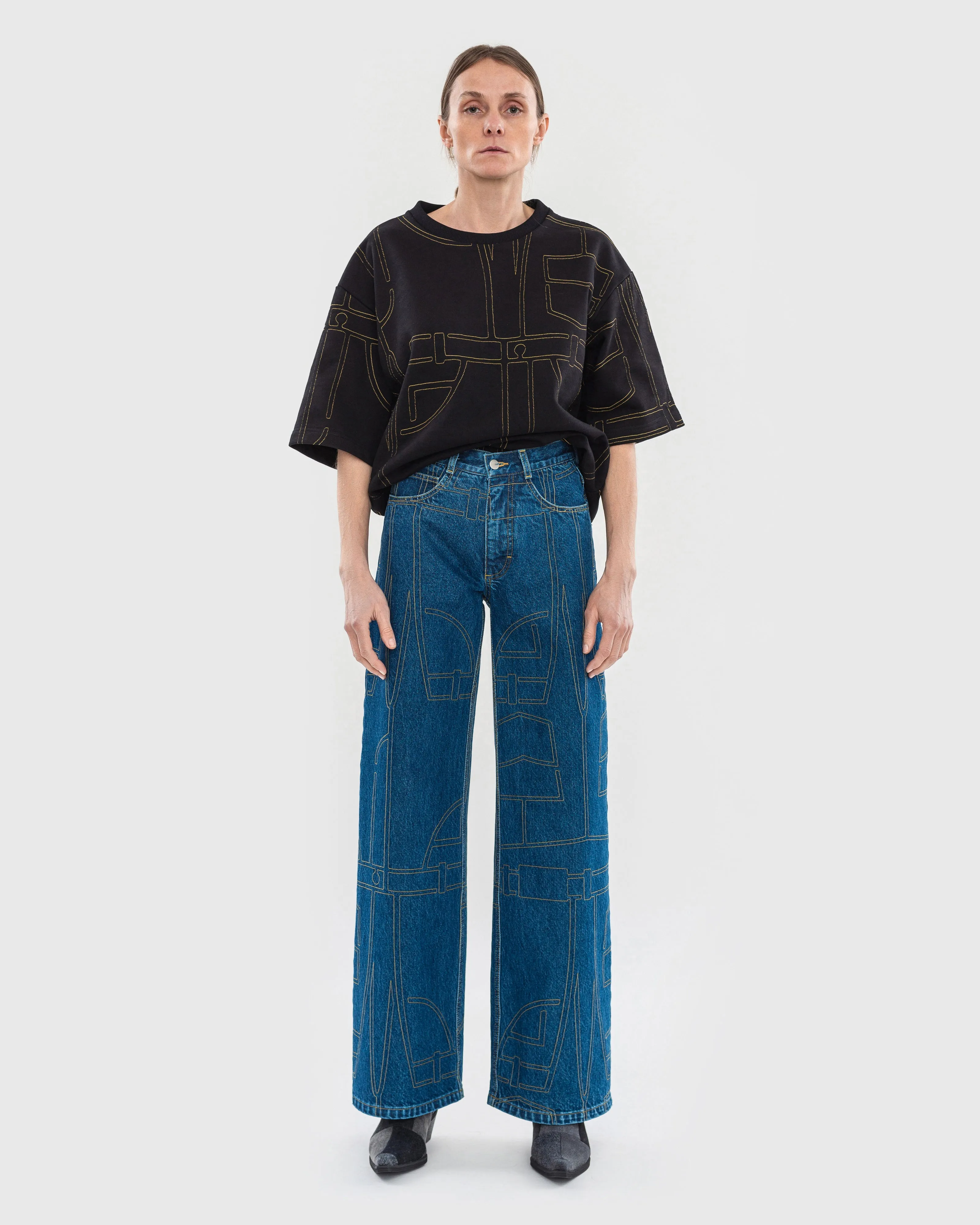 Quilted Wide Jeans sold by KSENIASCHNAIDER