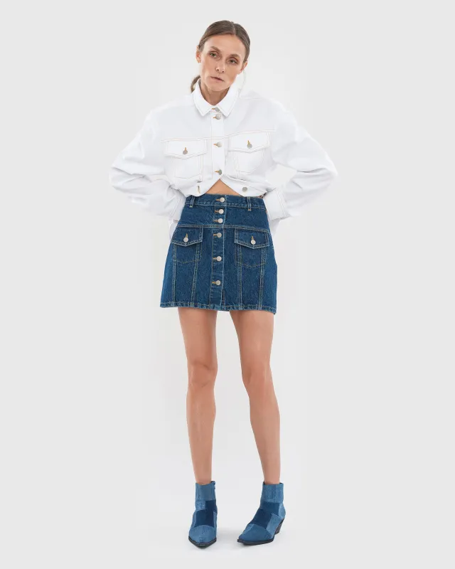Facing Denim Mini Skirt sold by KSENIASCHNAIDER