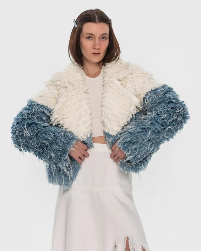 Two-Tone Denim Fur Jacket made by KSENIASCHNAIDER
