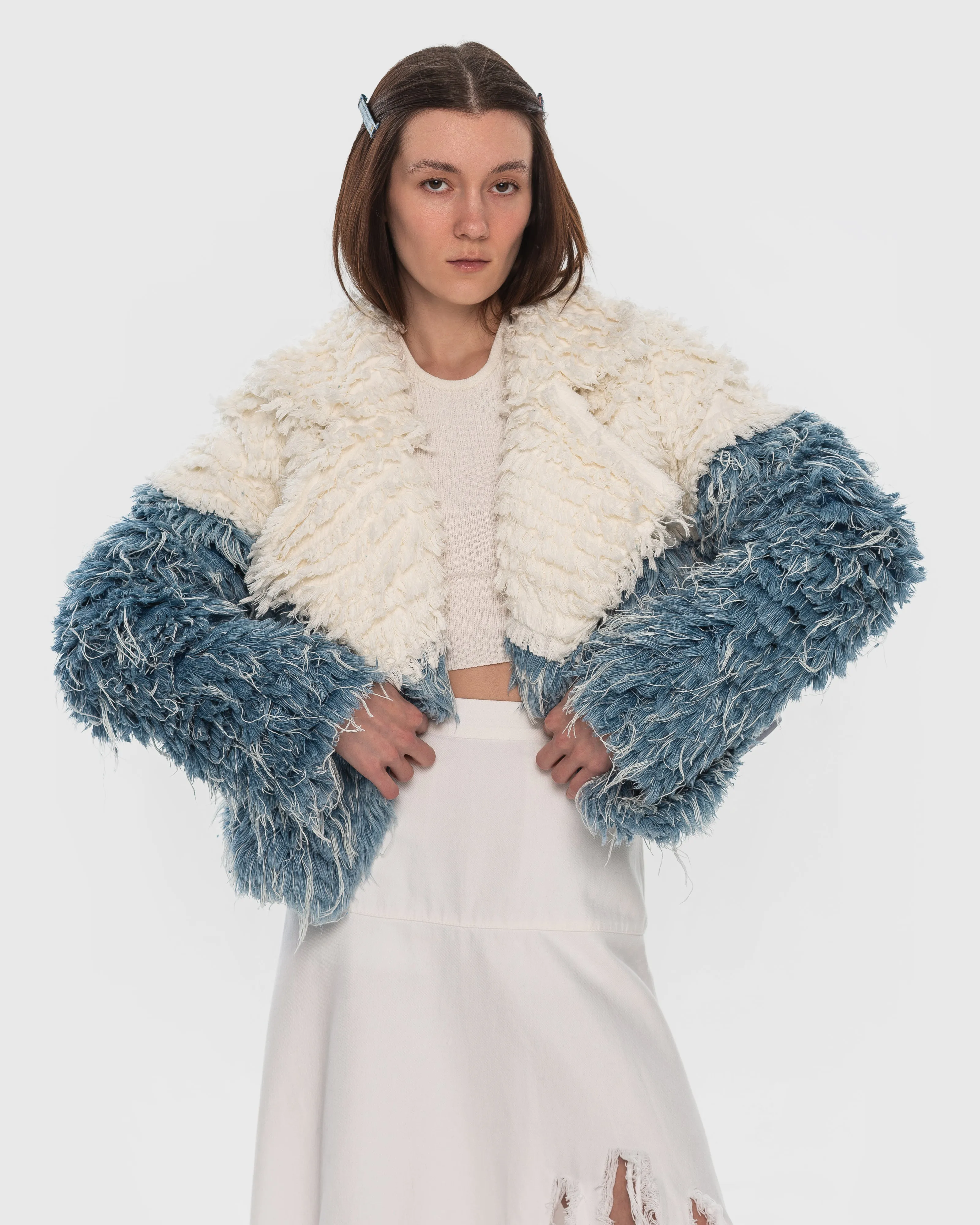 Two-Tone Denim Fur Jacket sold by KSENIASCHNAIDER