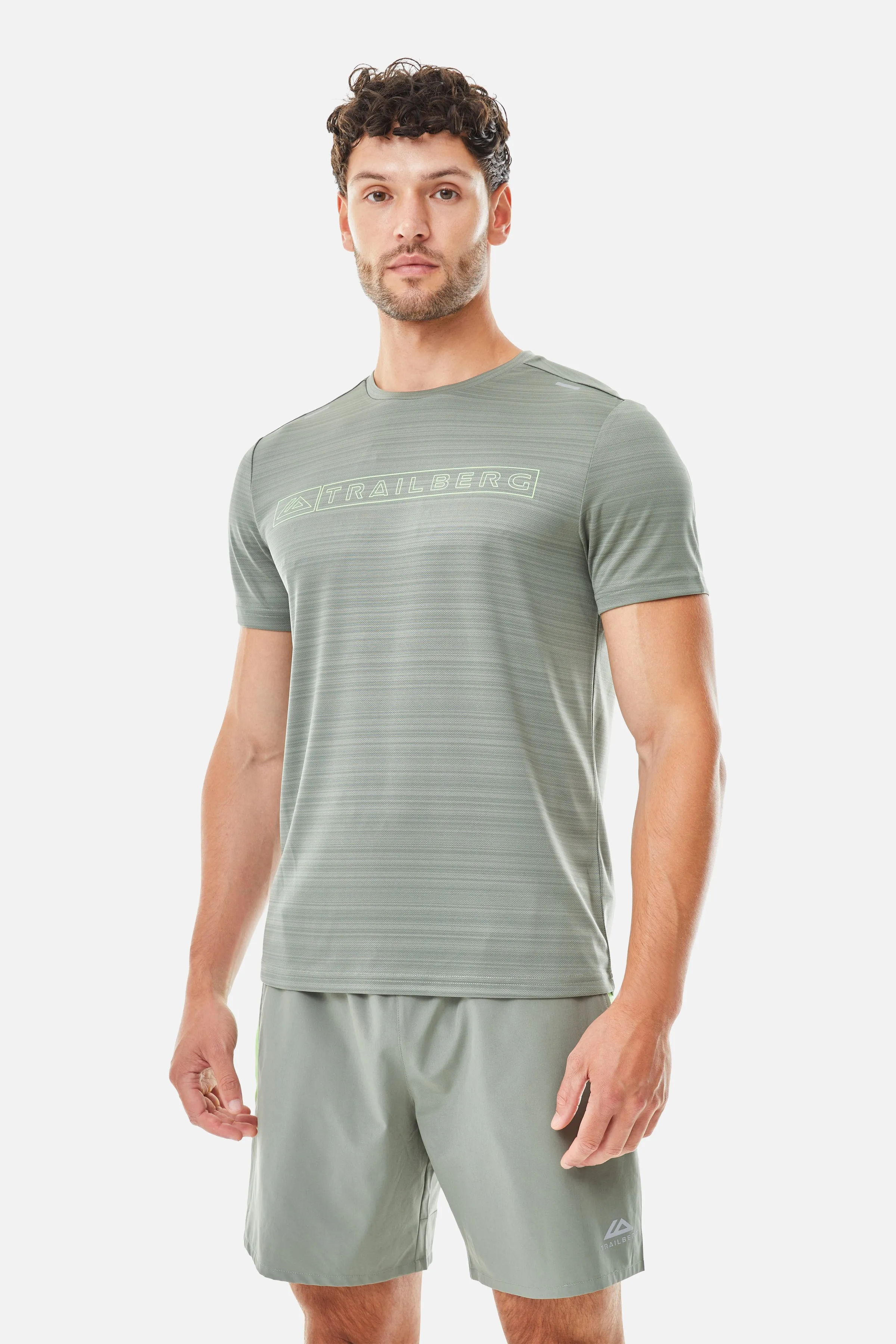 Crest 2.0 Tee - Pine Dust/Neon Lime sold by Trailberg