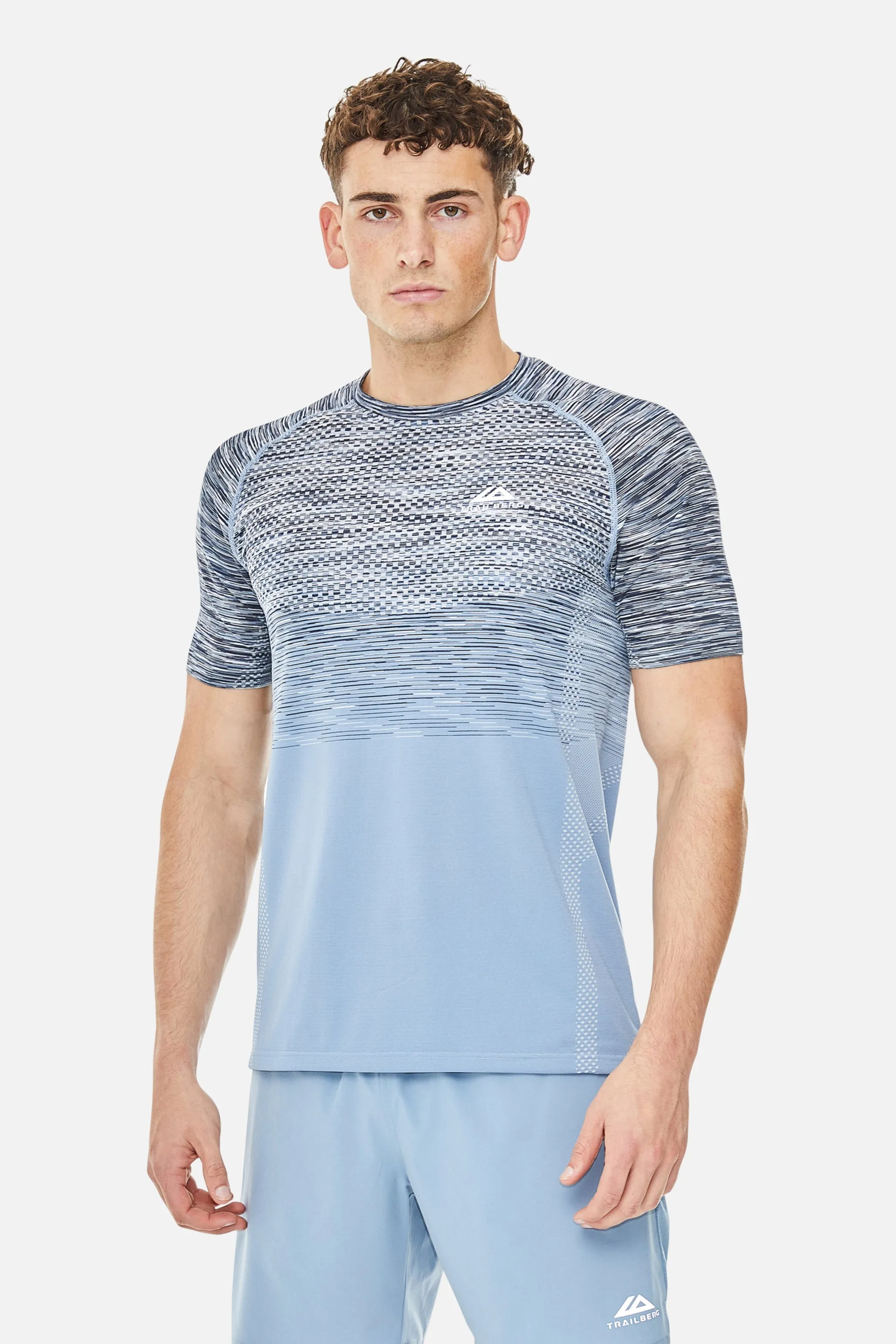 Apex Seamless Tee - Washed Indigo/Eclipse Blue/Deep Ocean/White sold by Trailberg
