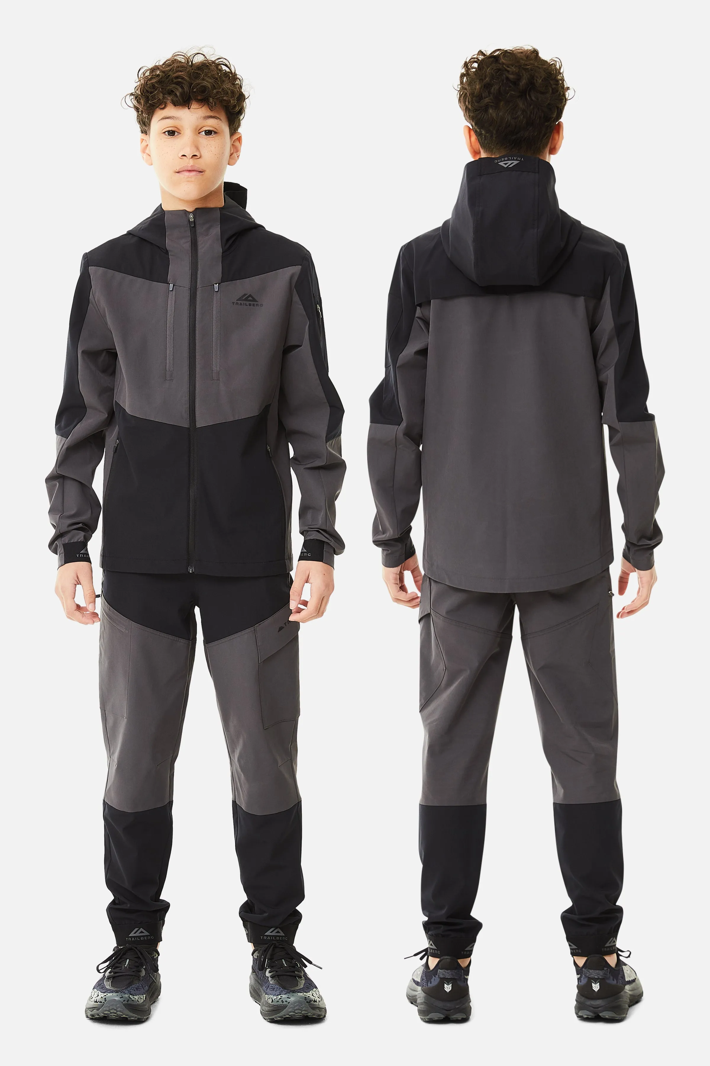 Boys Elbrus Tracksuit - Black/Volcano Grey sold by Trailberg