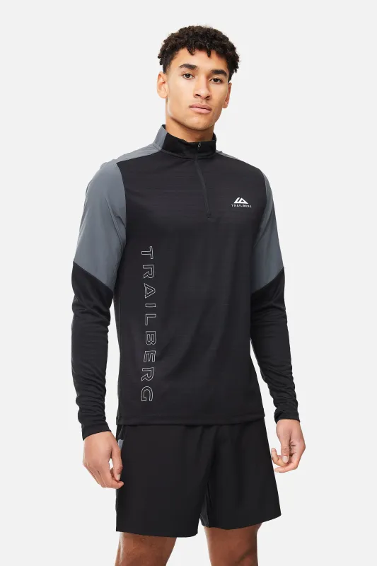 SS25 Triathlon Quarter Zip - Black/Iron Grey sold by Trailberg