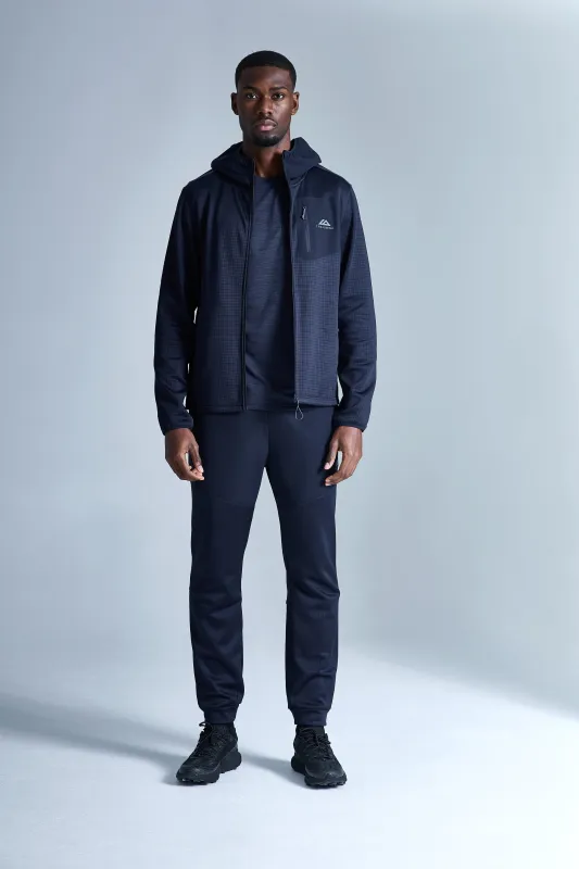 District Gridded Fleece Triset - Deep Ocean/Storm Grey sold by Trailberg