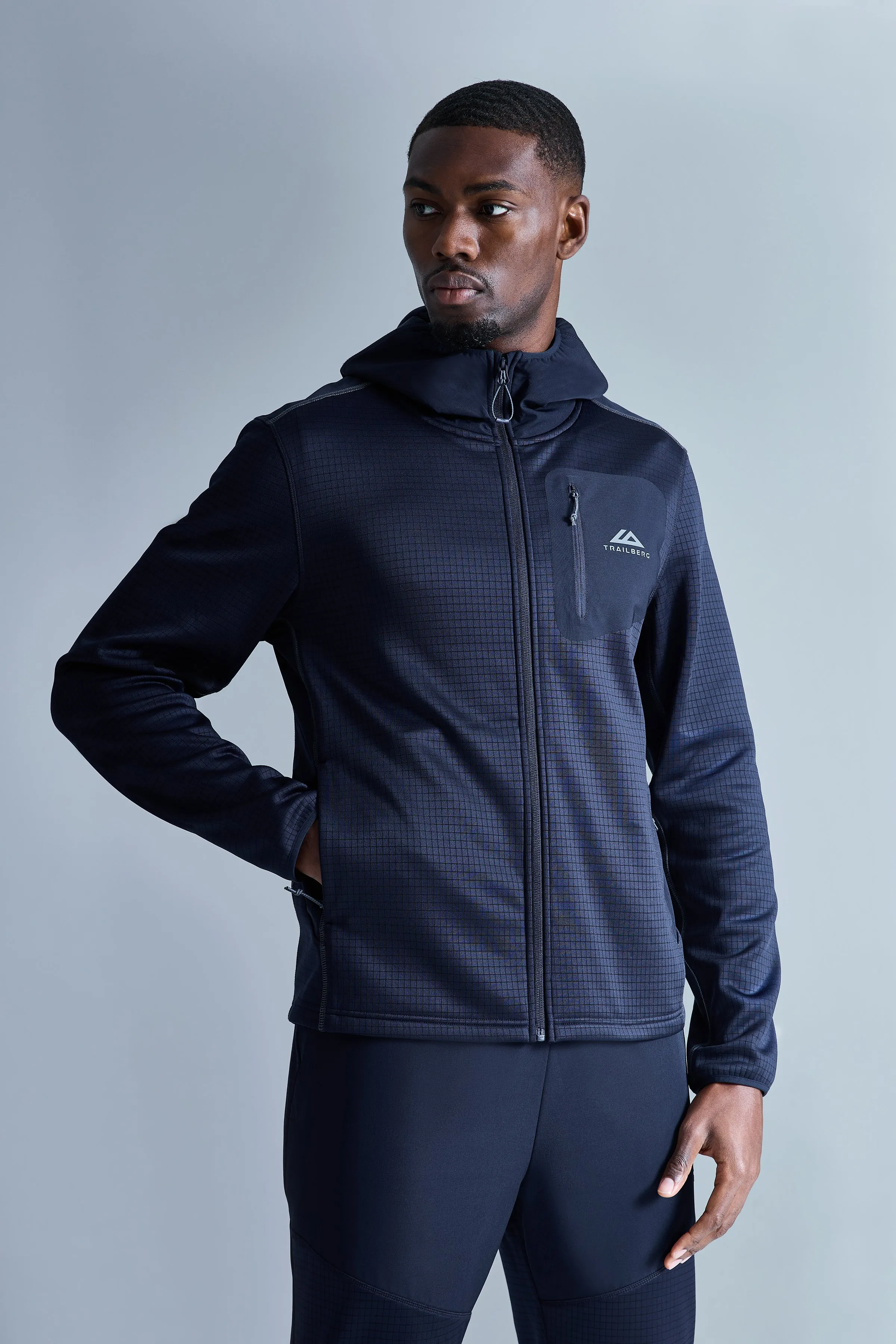 District Gridded Fleece Tracksuit - Deep Ocean/Storm Grey sold by Trailberg product image thumbnail 4