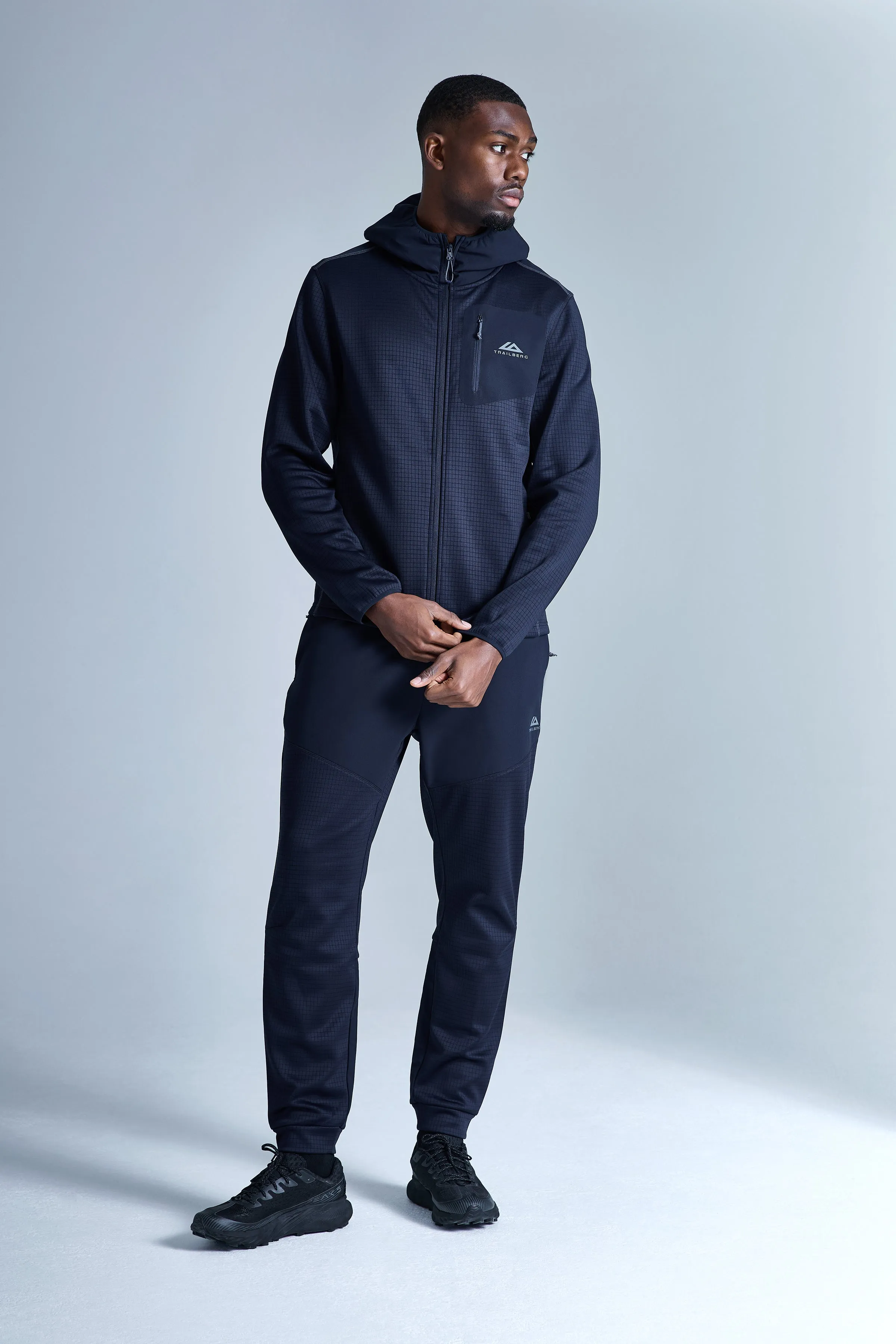 District Gridded Fleece Tracksuit - Deep Ocean/Storm Grey sold by Trailberg