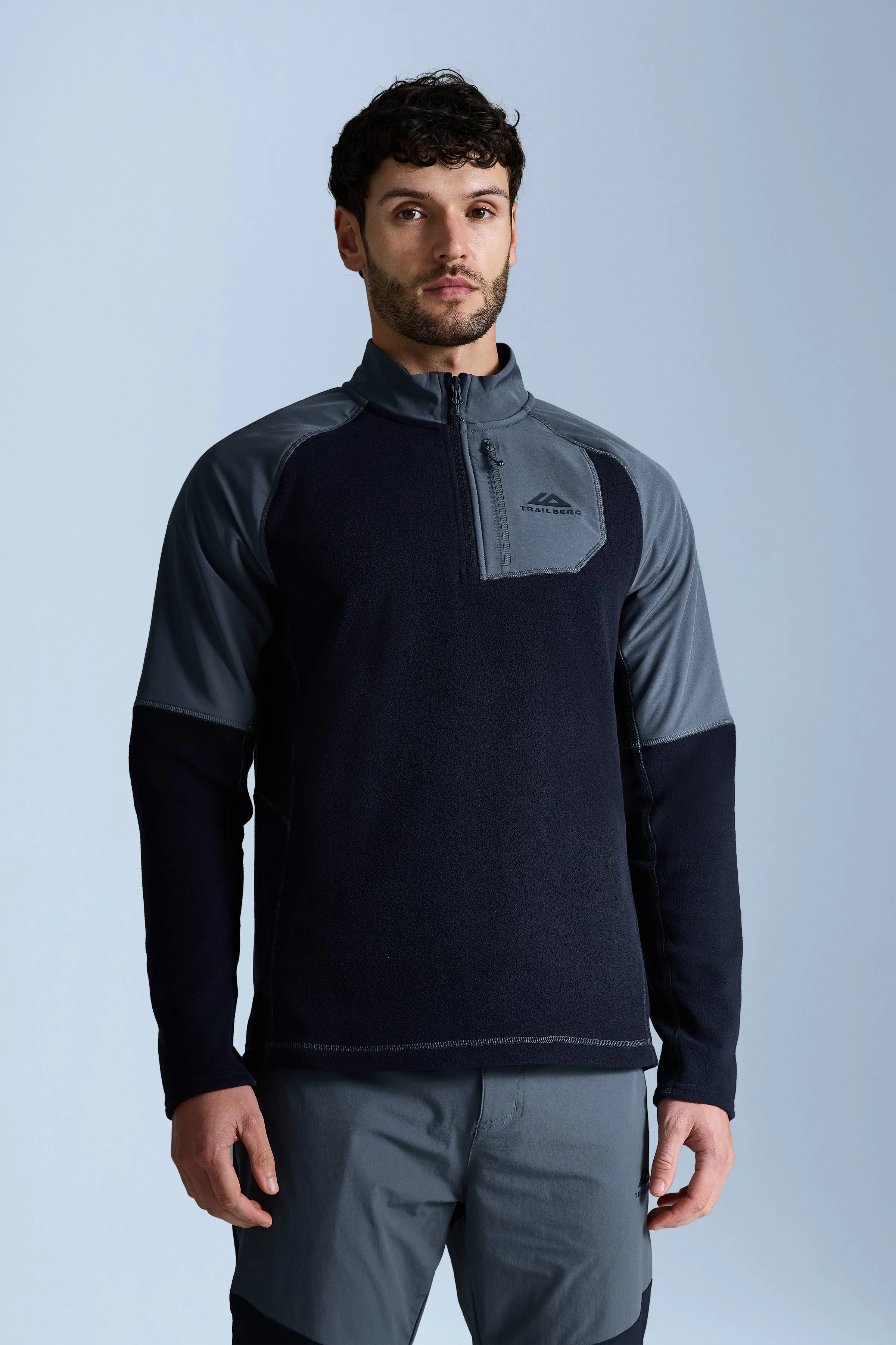 Sierra 1/4 Zip - Deep Ocean/Storm Grey sold by Trailberg