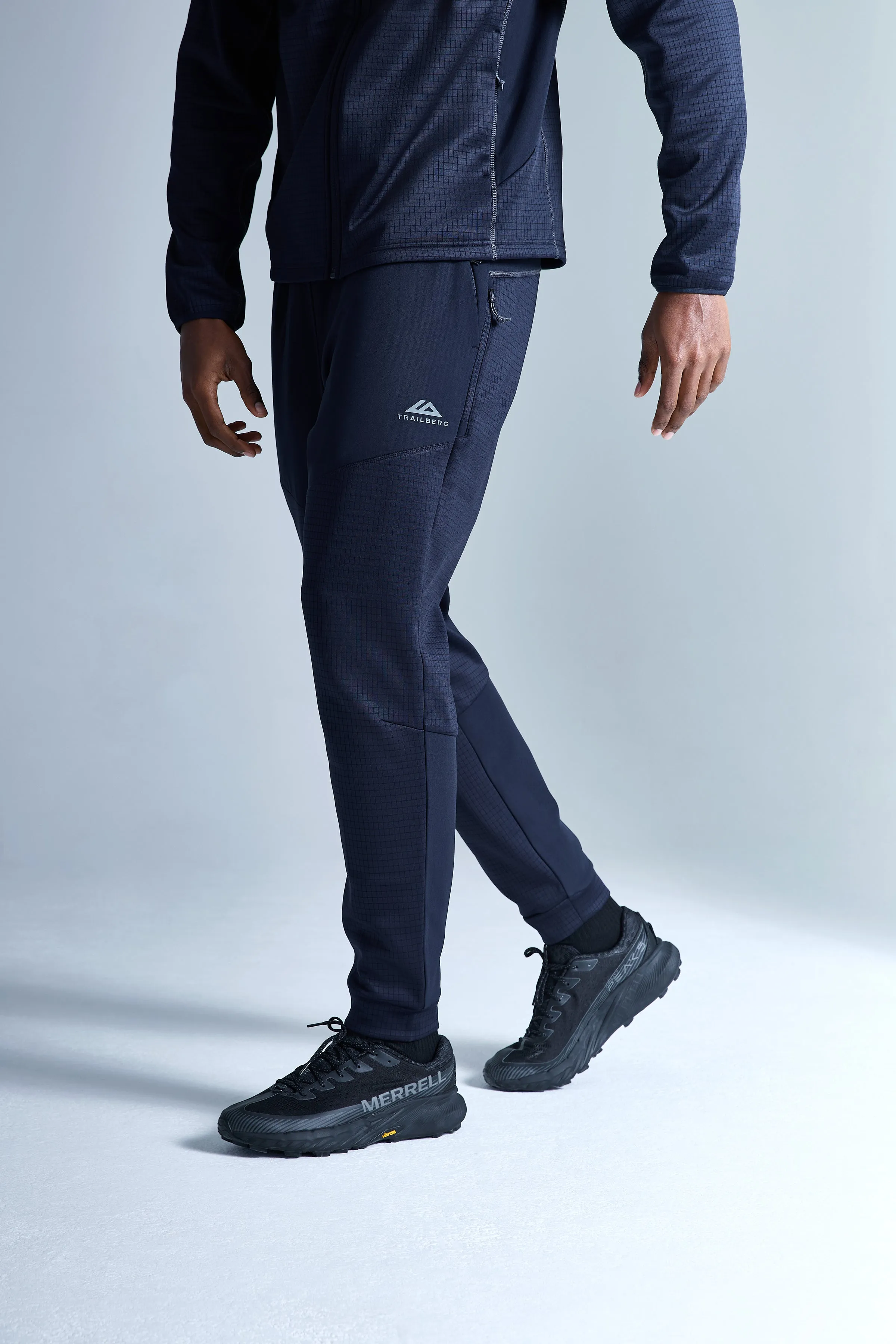 District Gridded Fleece Jogger - Deep Ocean/Storm Grey sold by Trailberg product image thumbnail 2