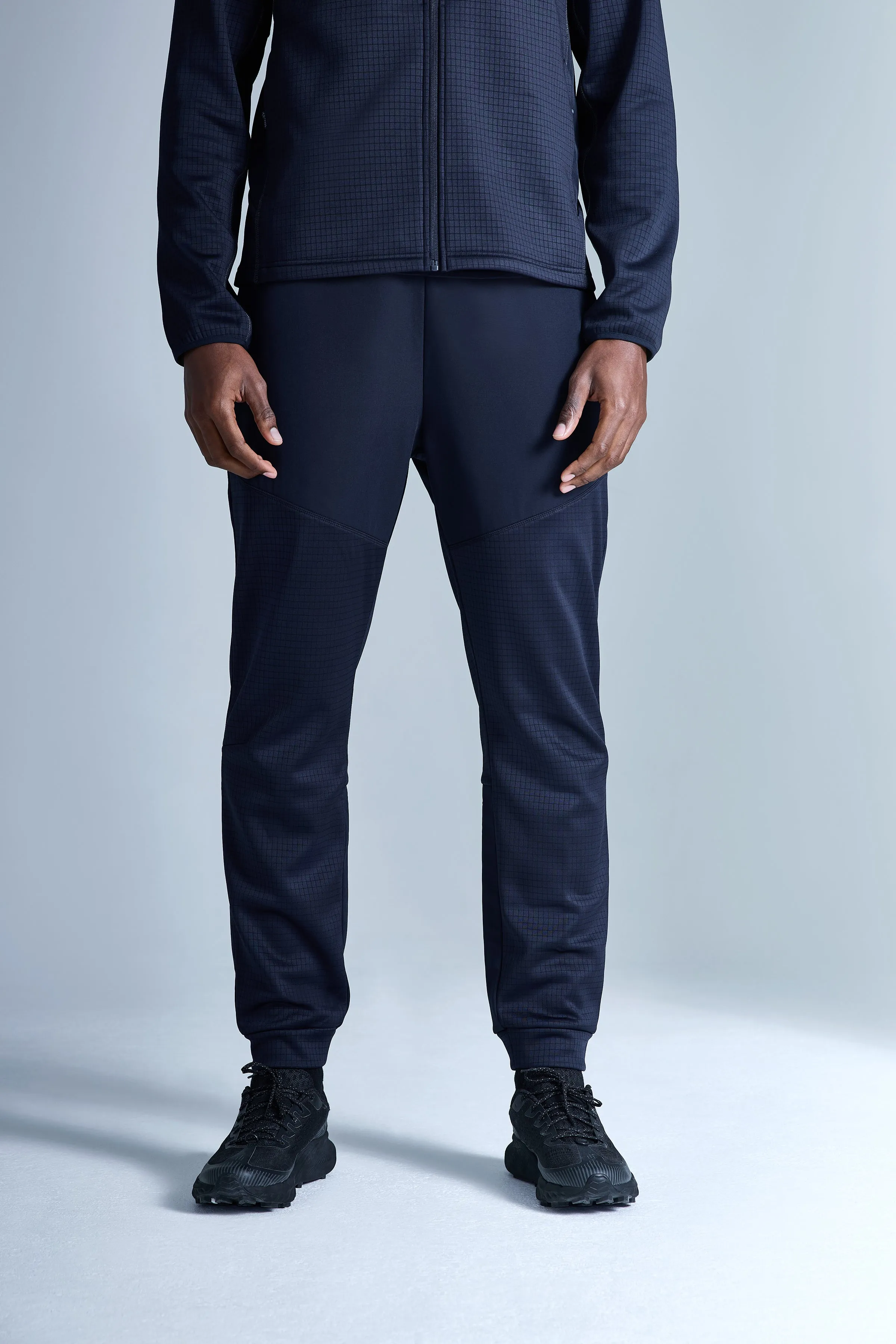 District Gridded Fleece Jogger - Deep Ocean/Storm Grey sold by Trailberg product image thumbnail 3