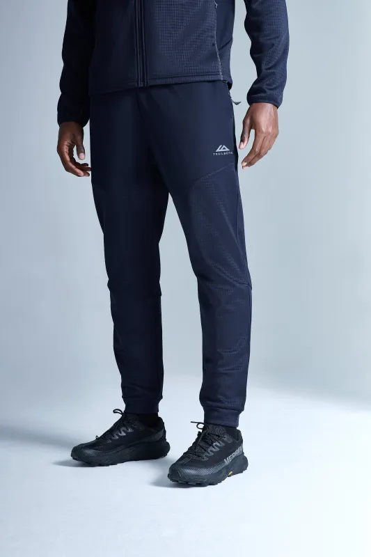 District Gridded Fleece Jogger - Deep Ocean/Storm Grey sold by Trailberg