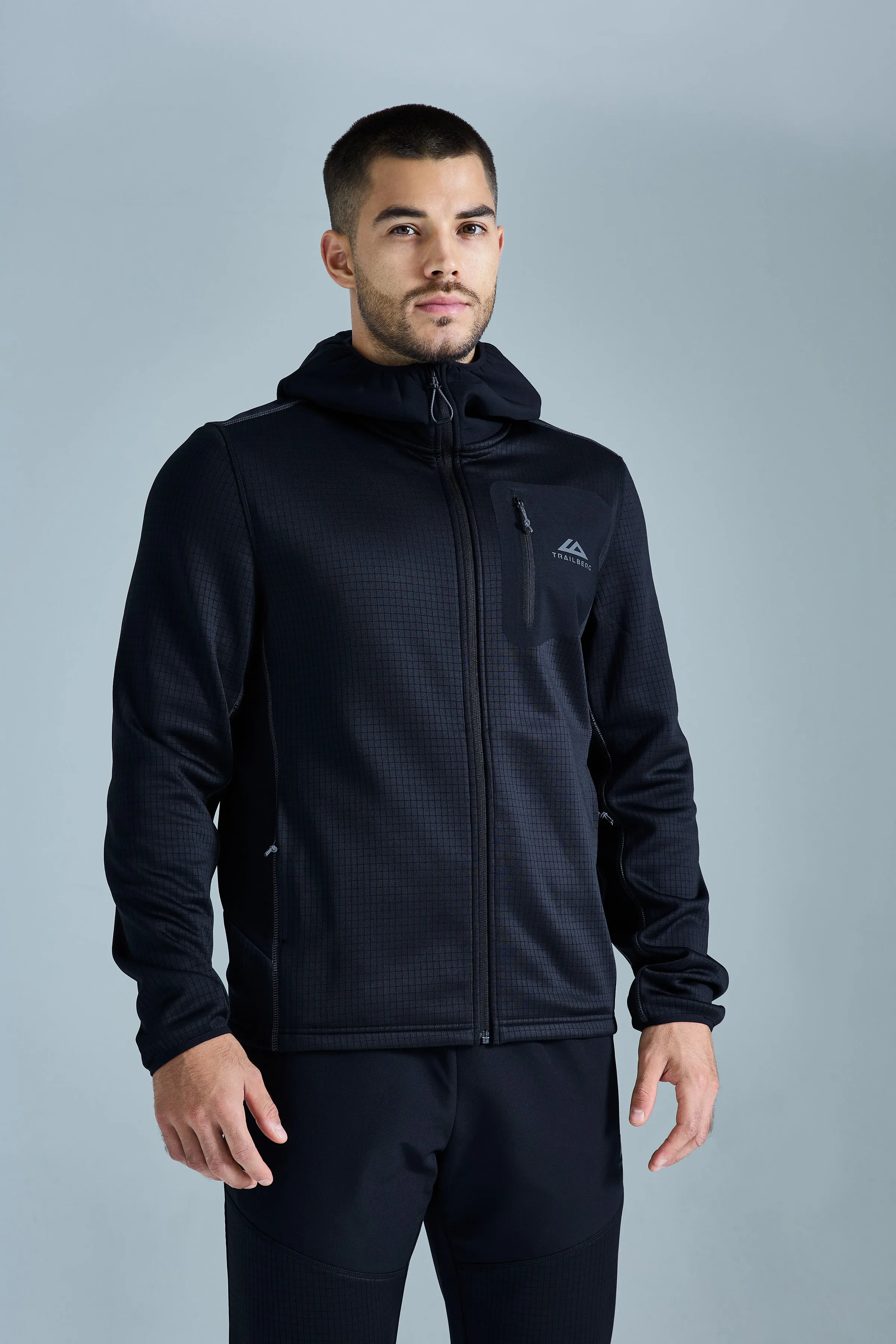 District Gridded Fleece Tracksuit - Black/Volcano Grey sold by Trailberg product image thumbnail 3