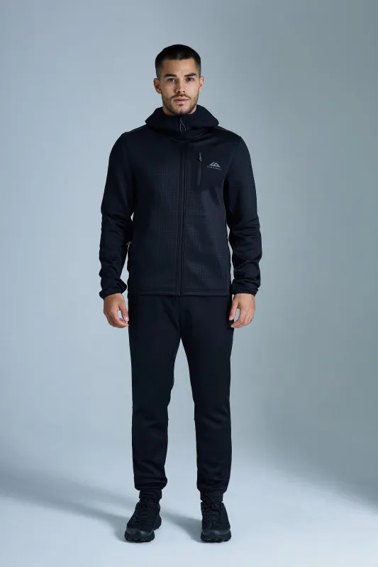 District Gridded Fleece Tracksuit - Black/Volcano Grey sold by Trailberg