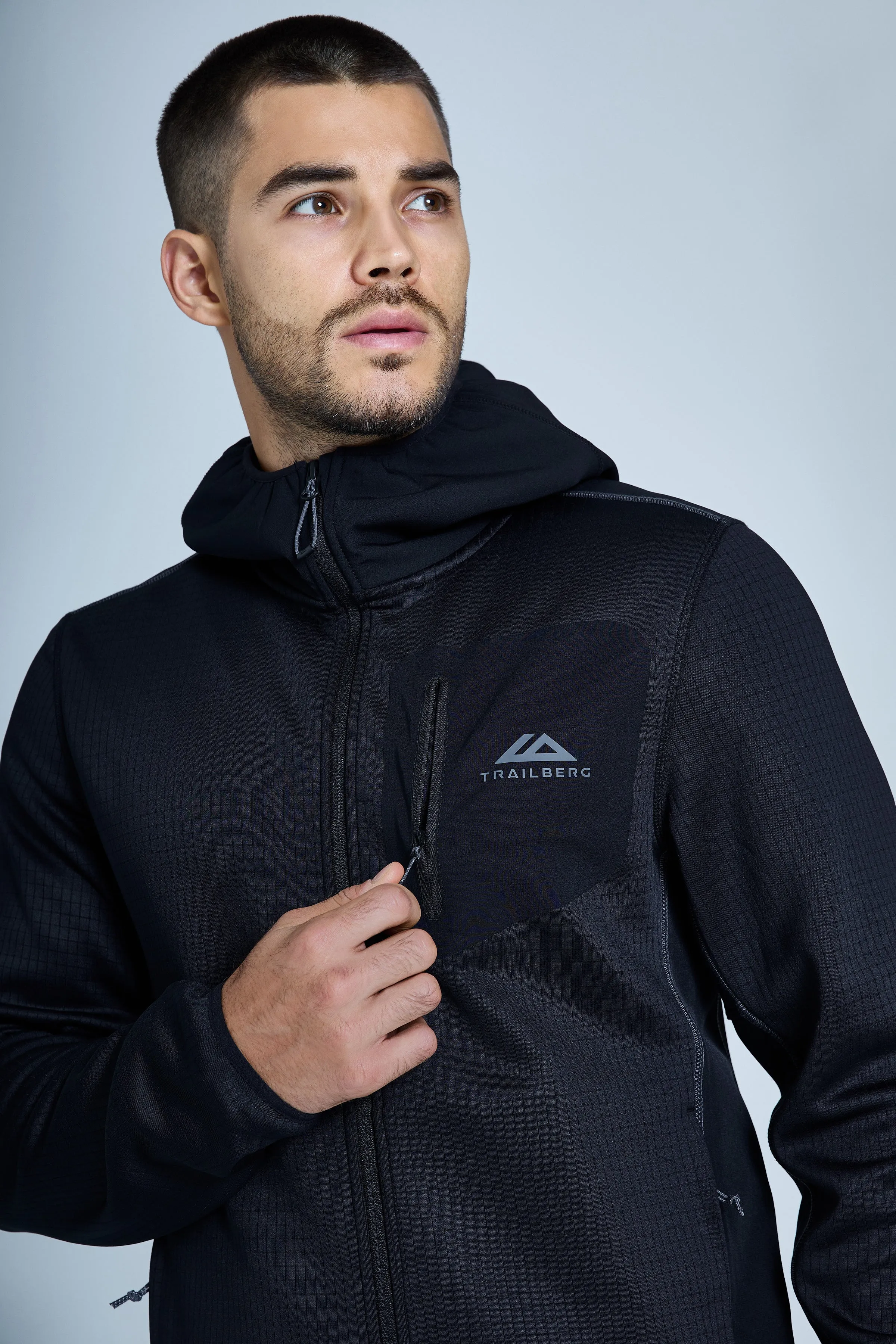 District Gridded Fleece Tracksuit - Black/Volcano Grey sold by Trailberg product image thumbnail 4