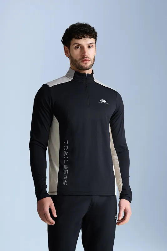 AW25 Triathlon 1/4 Zip - Black/Pale Taupe/Fossil Brown sold by Trailberg