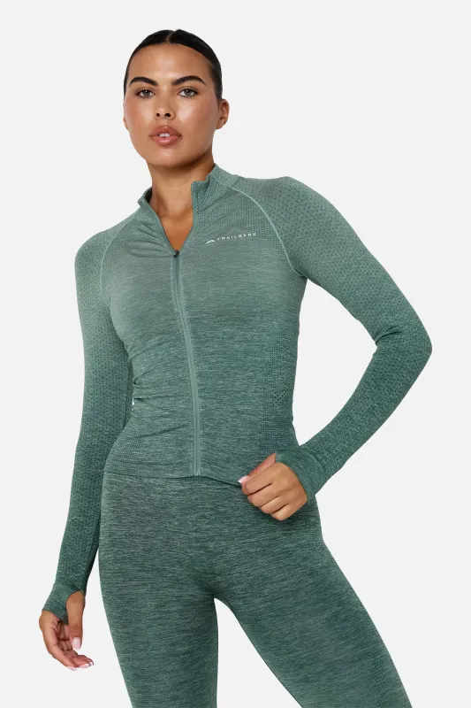Womens Evocurve Seamless Track Jacket - Aloe Frost made by Trailberg