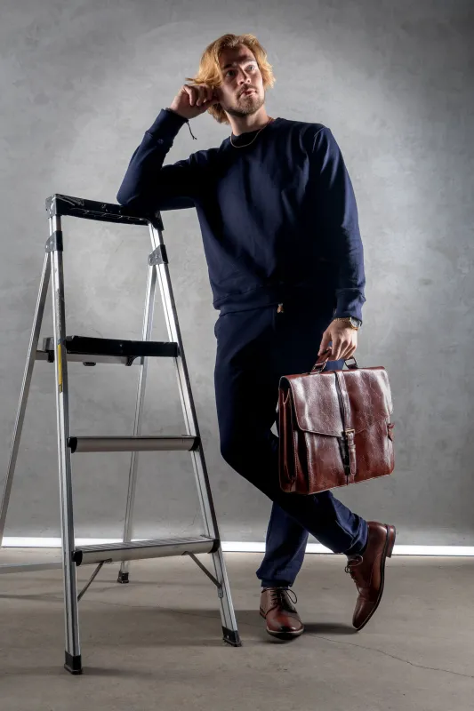 Liddell Lounge Pant Indigo sold by Urbane & Gallant