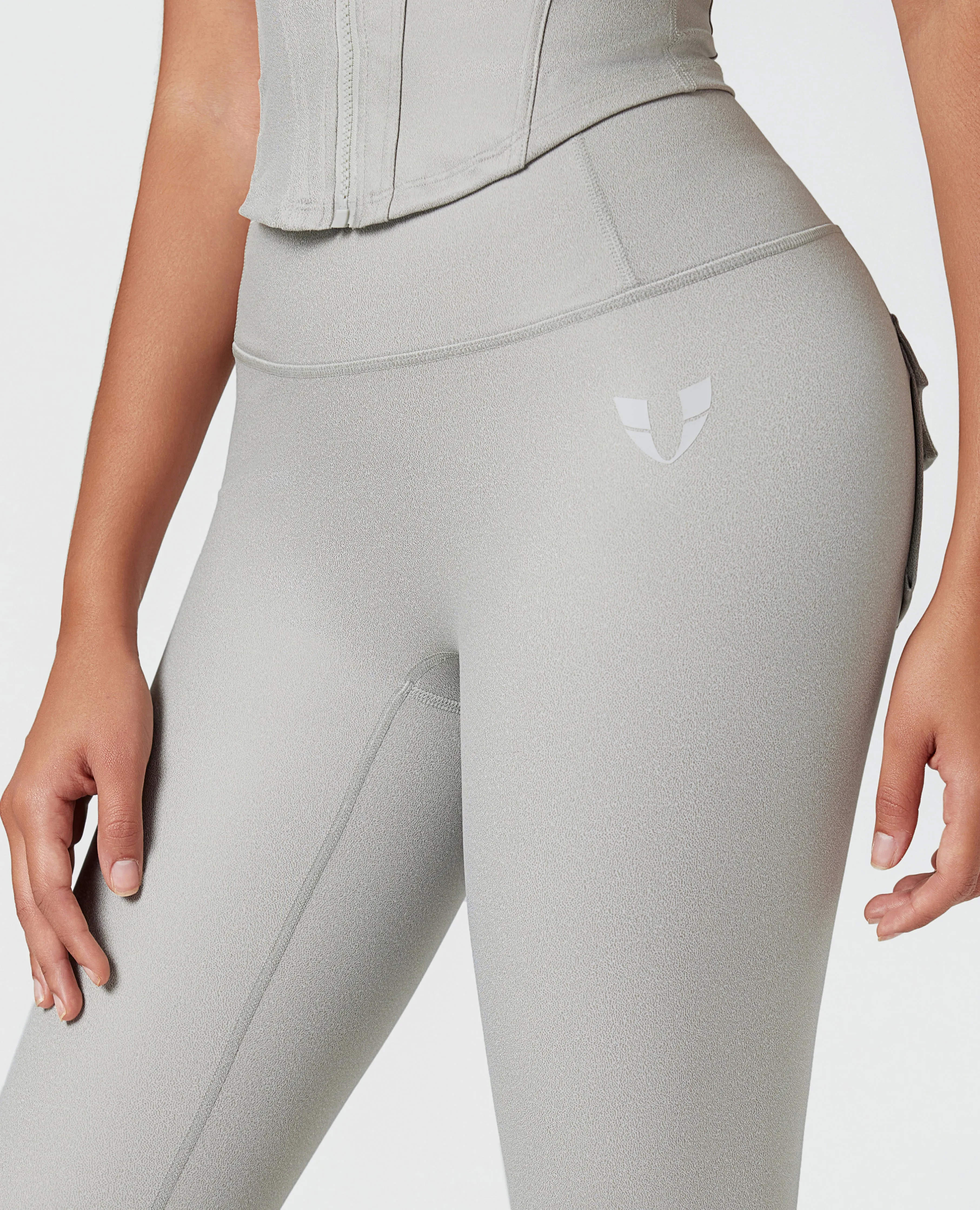 US Exclusive | Breathable & Sculpting Faux Leather Pocket Leggings – Grey sold by Firm Abs product image thumbnail 5